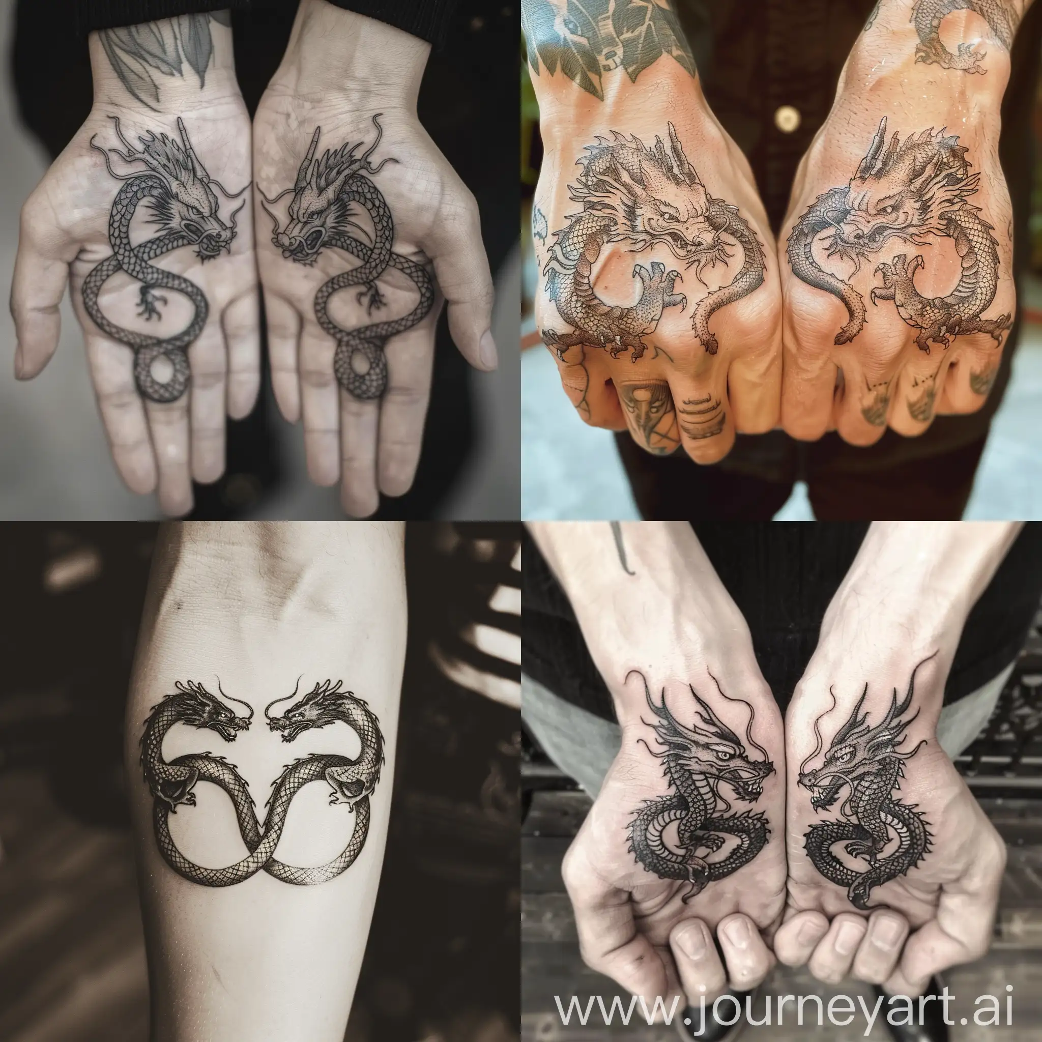 Eastern-and-Western-Dragon-Tattoo-Rings-with-Stylized-Hands