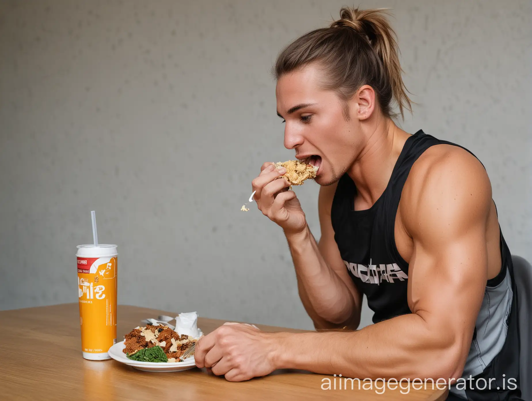 athlete eating food
