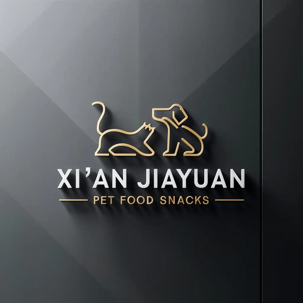 a logo design,with the text "Xi'an Jiayuan", main symbol:cat dog pet food snack,Minimalistic,be used in supply industry,clear background