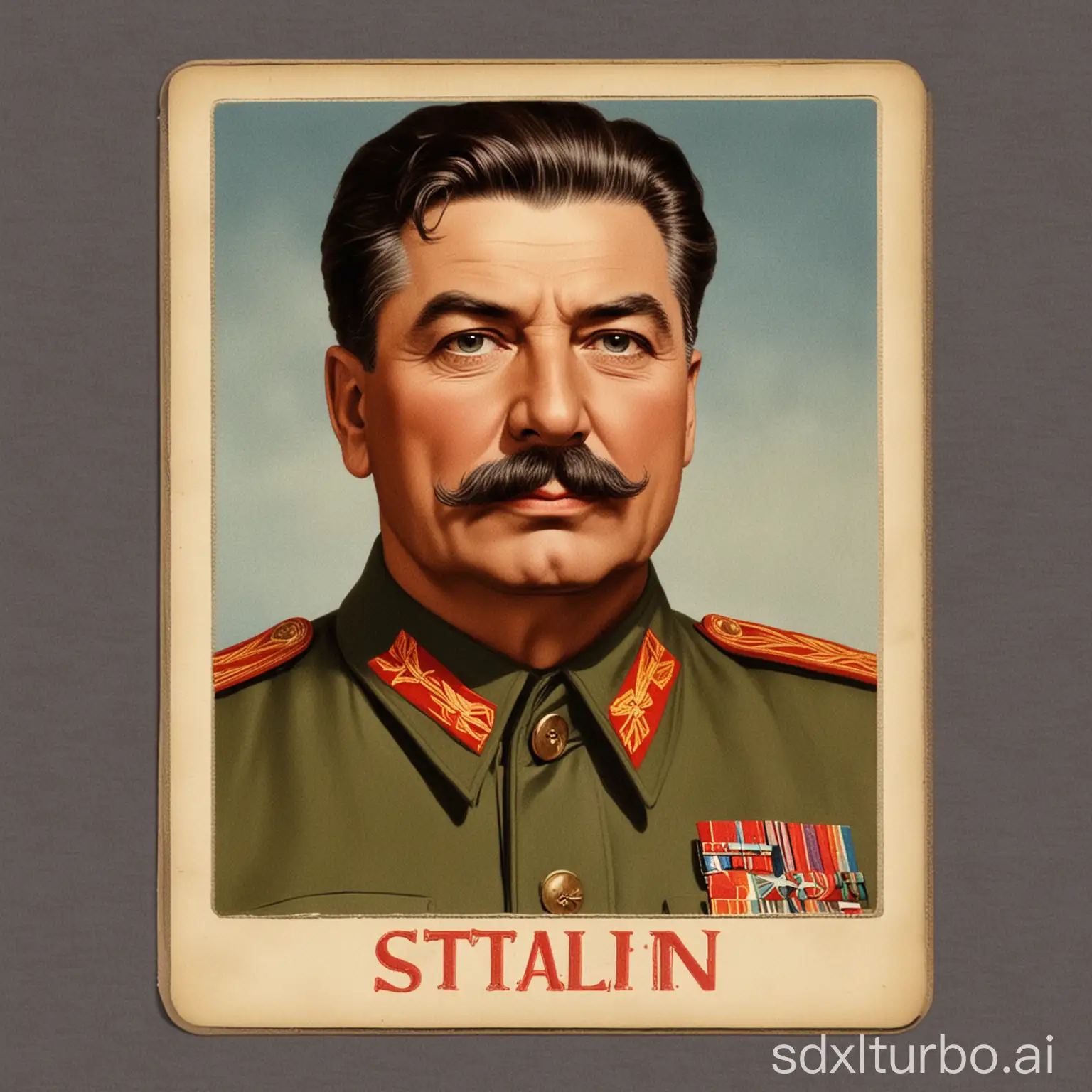 show the full 1940 WWII color trading card  depicting joseph stalin 