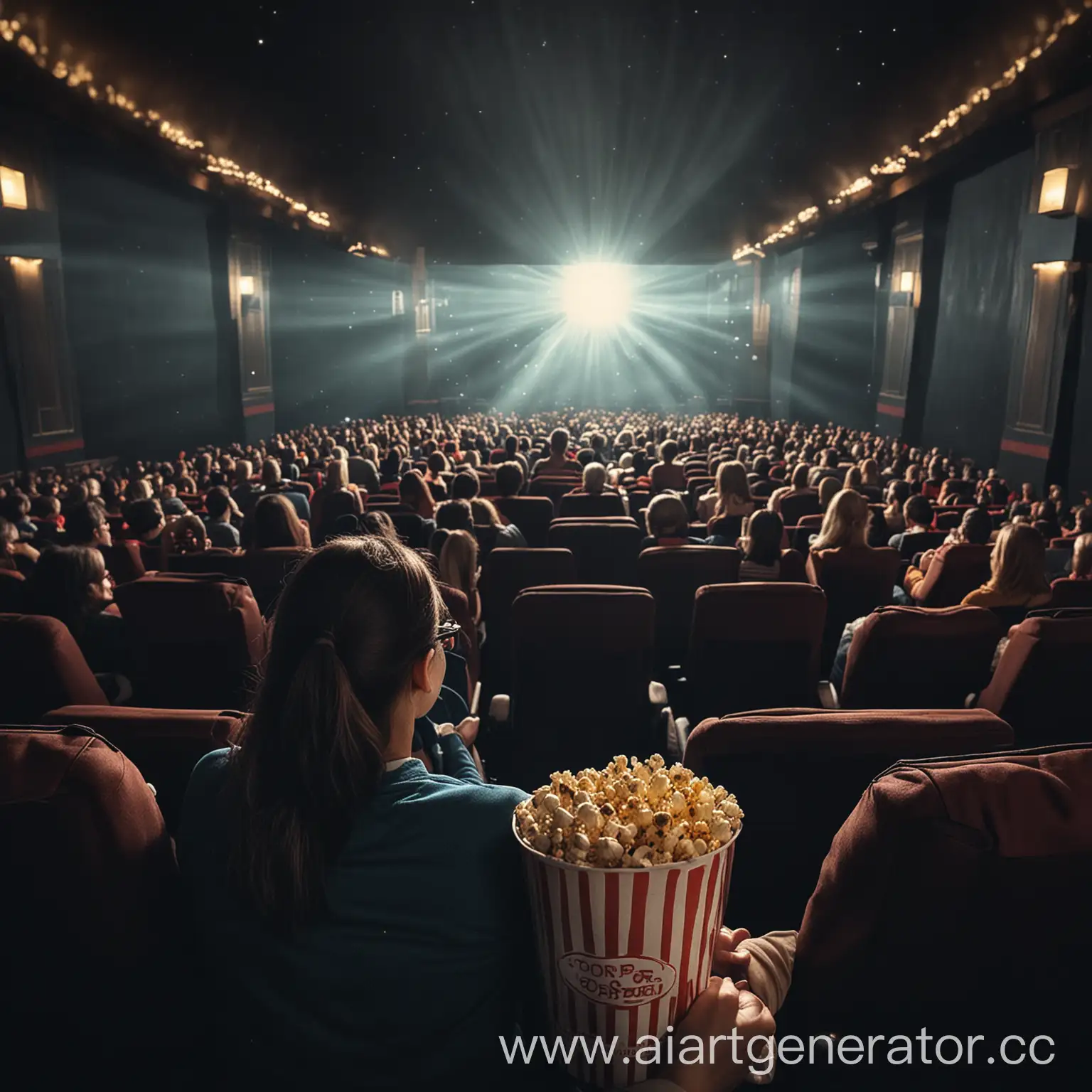 Person-Watching-Movie-with-Popcorn-in-Future-Theater