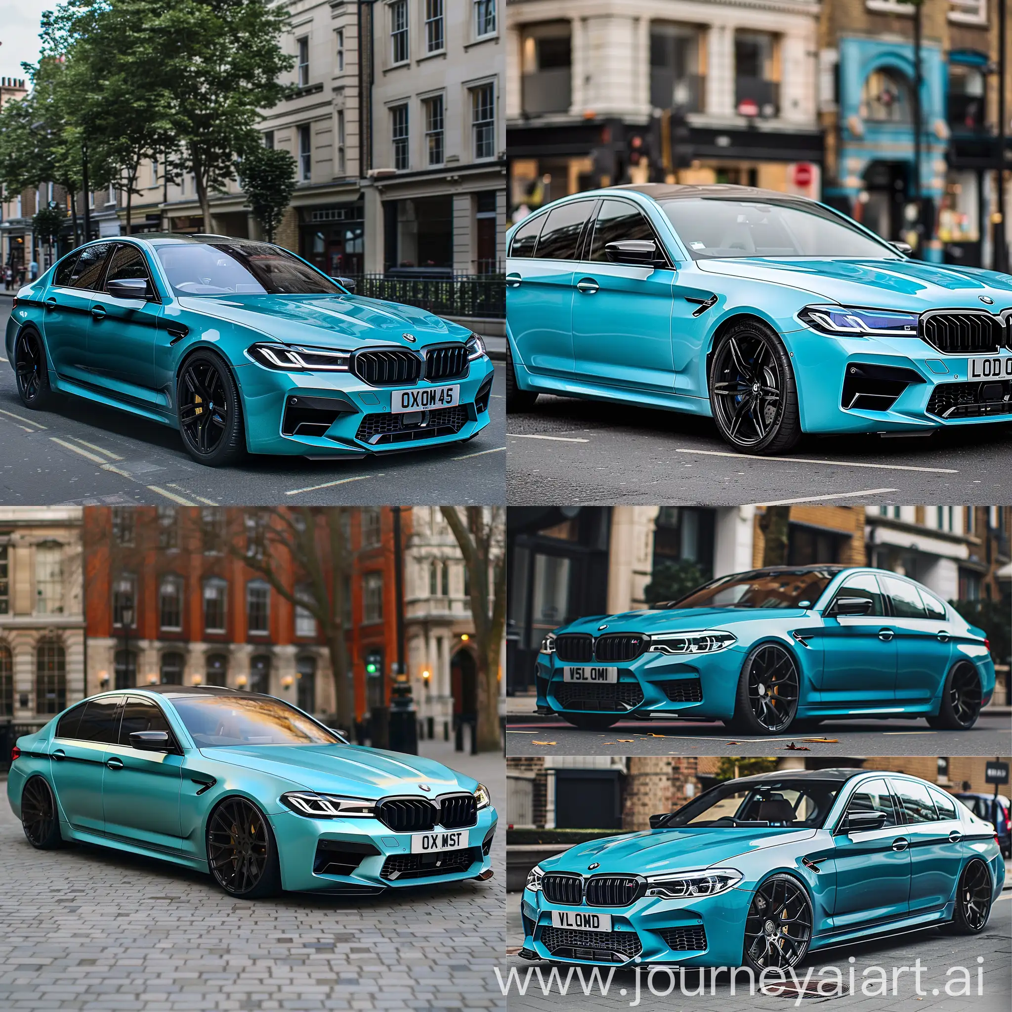 Realistic-Blue-BMW-M5-Parked-in-London-Under-Ambient-Lighting