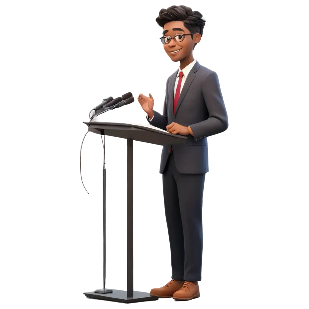 Cartoon-Student-Delivering-Sermon-at-Podium-Engaging-PNG-Image-Illustration