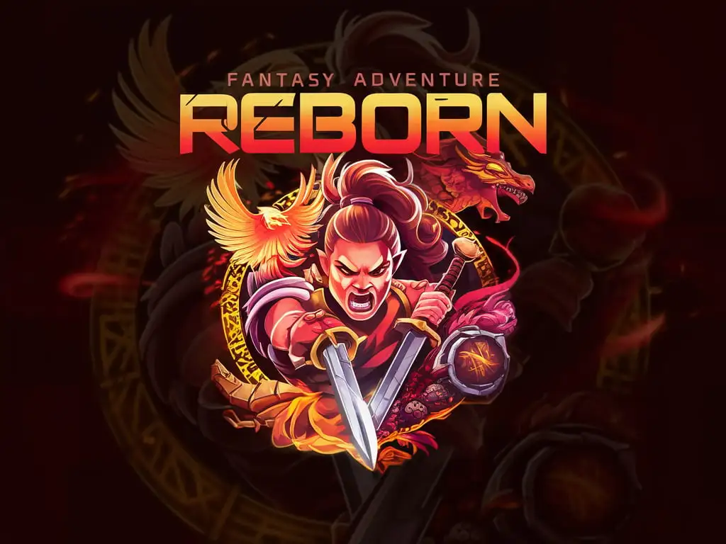 Fantasy adventure gaming logo called REBORN