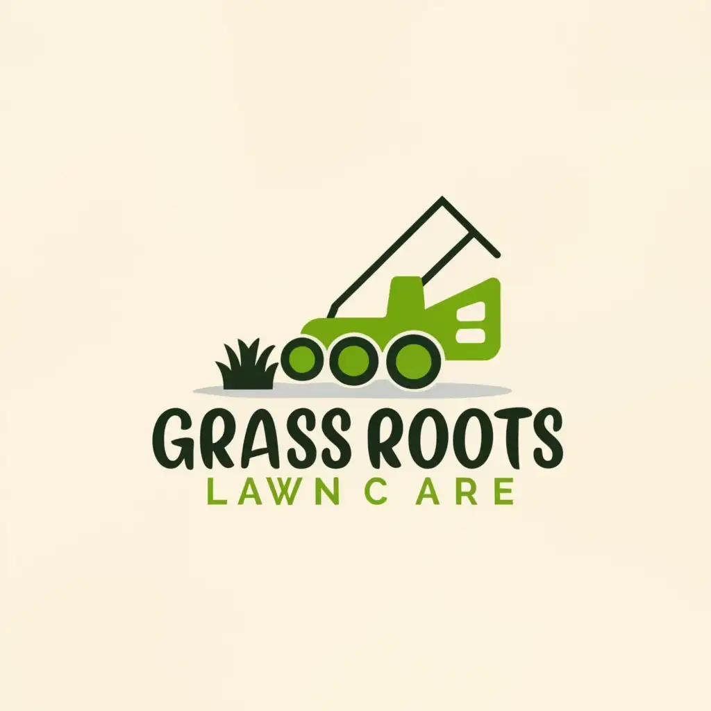 a logo design,with the text "Grass Roots Lawn Care", main symbol:Lawn mower,Moderate,be used in Others industry,clear background