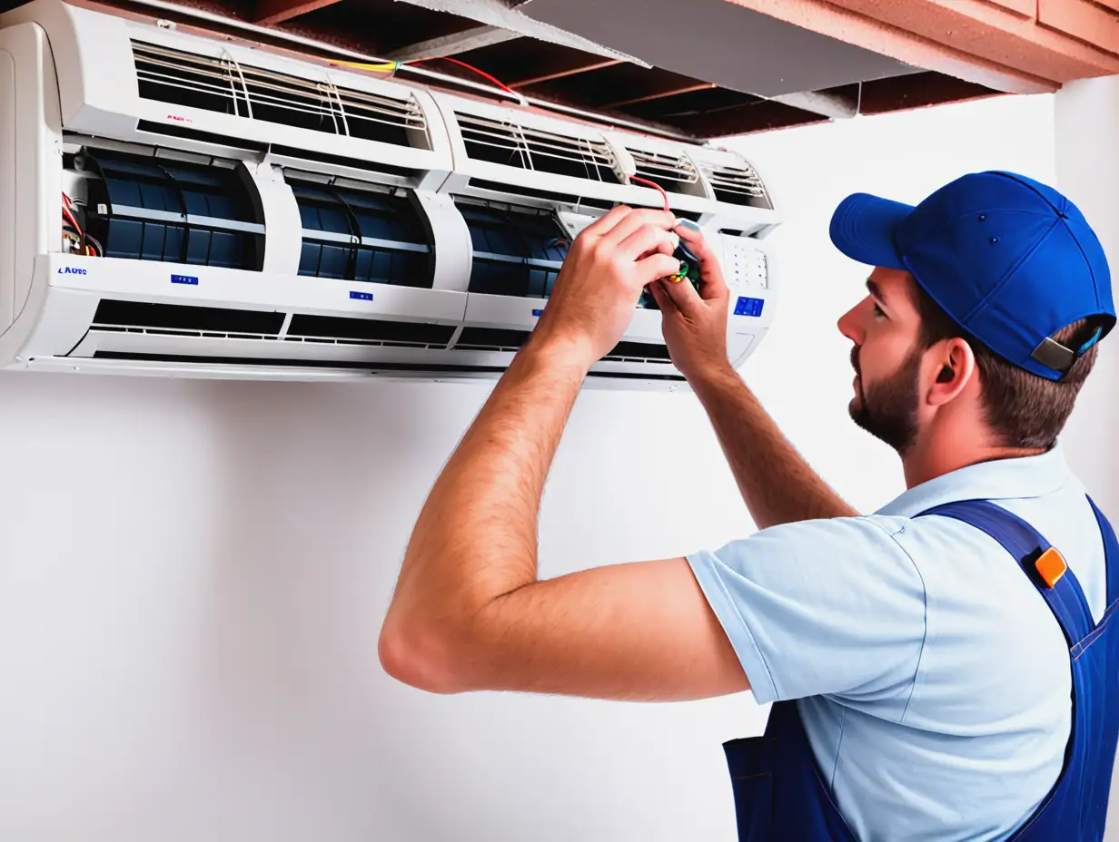 I need image of AC Repair Services with worker and  I need  good visibility