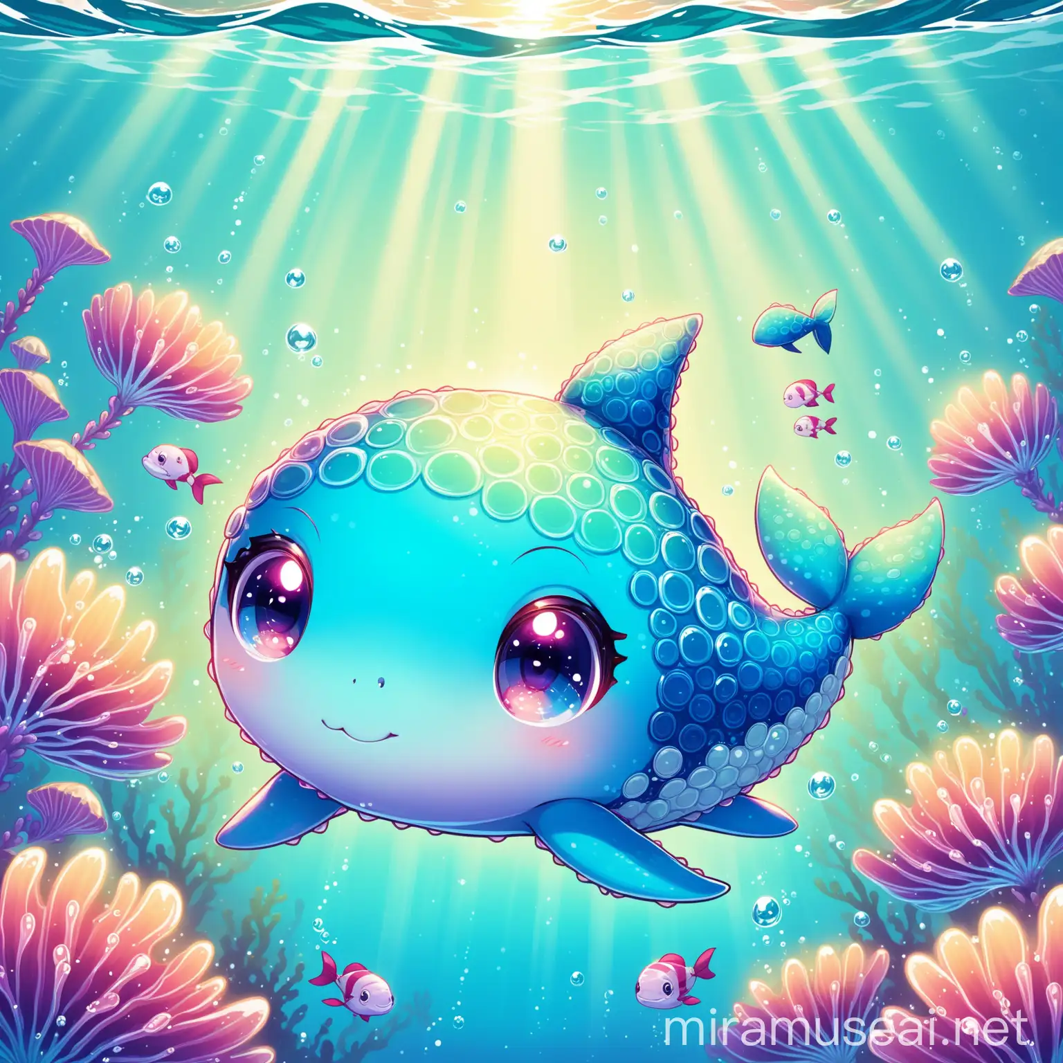 mythical cute sea creature in water