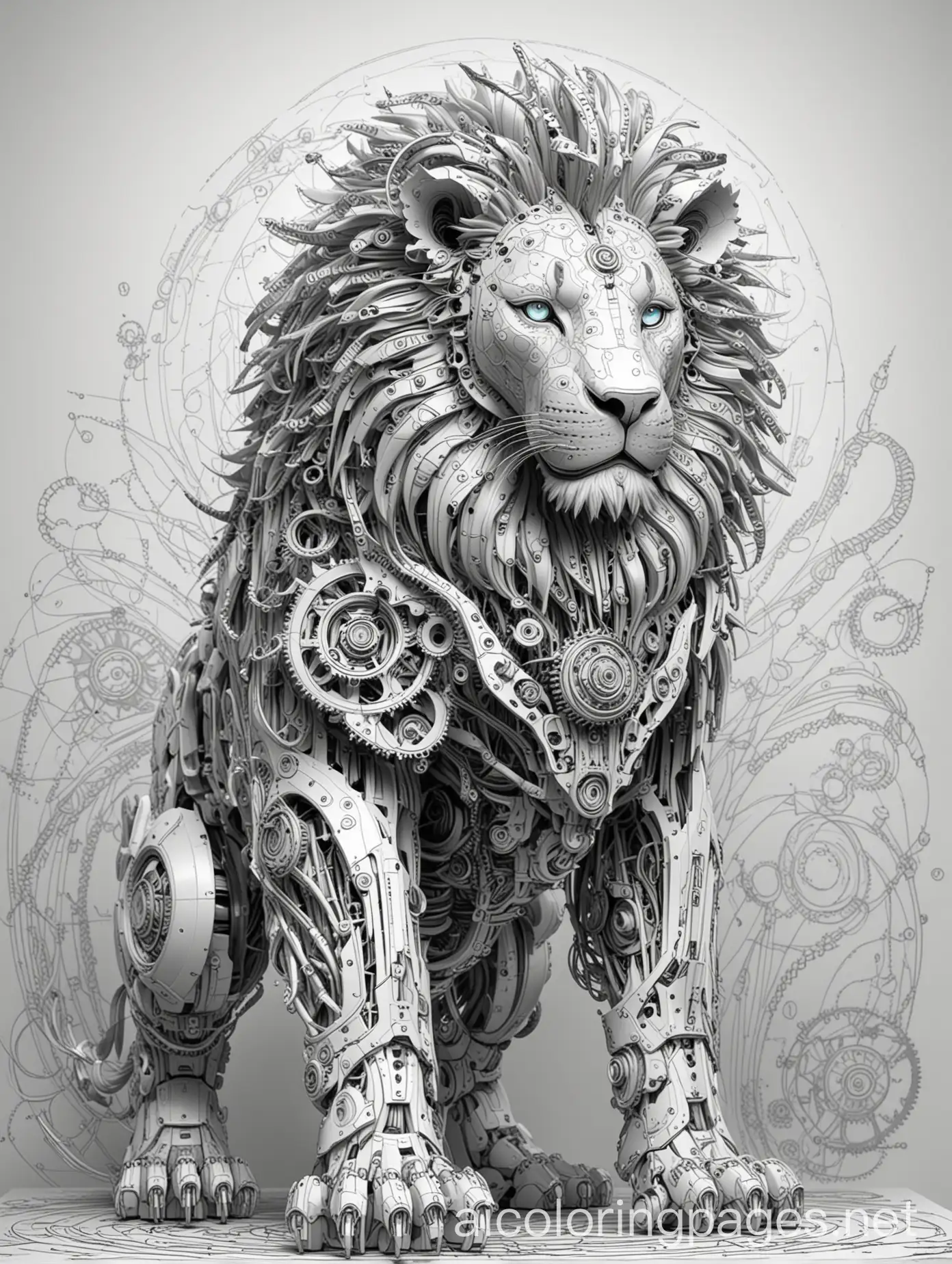 Regal-RoboLion-Intricate-Gear-Mane-and-Glowing-Optics-Coloring-Page