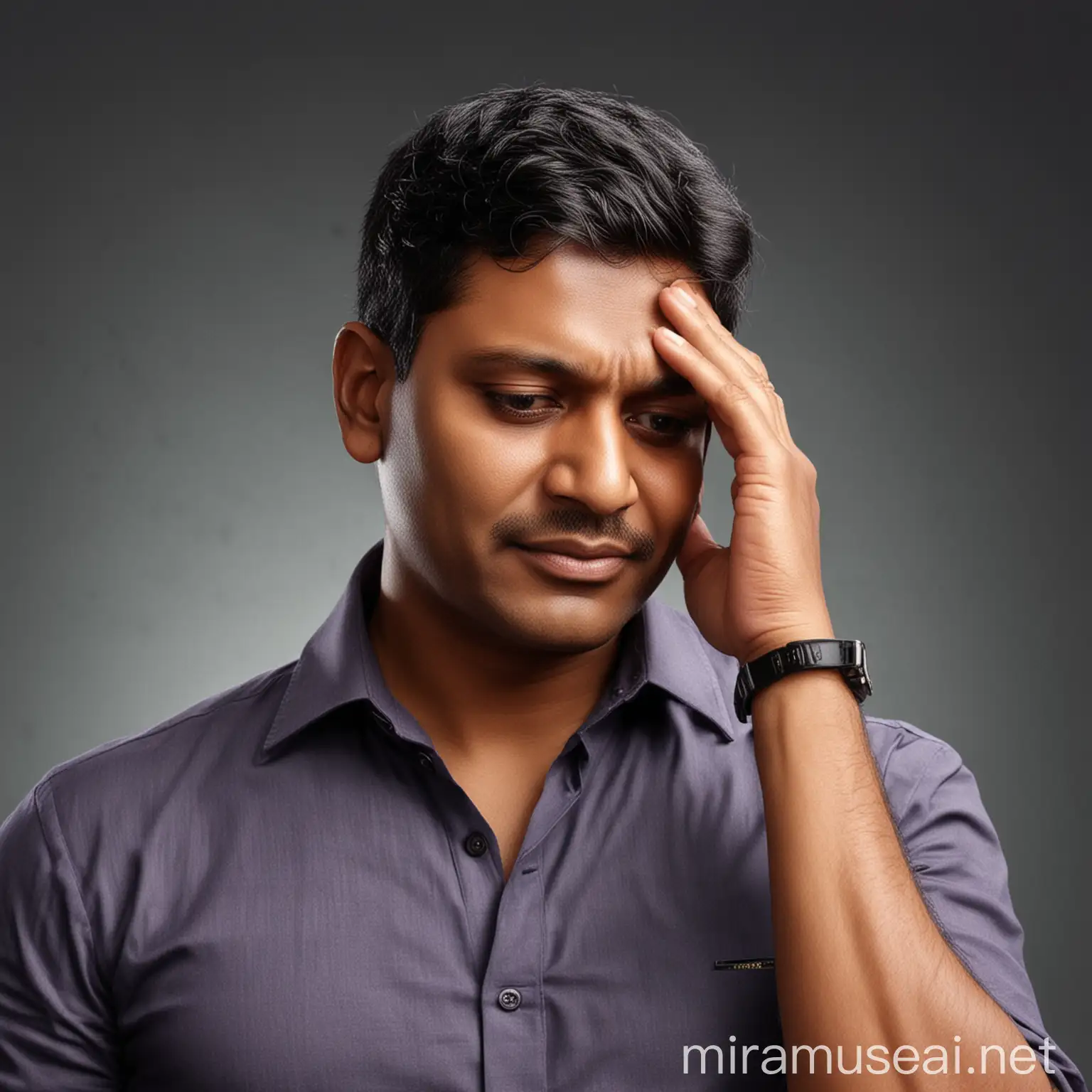 byju's raveendran owner of byju's is disappointed and hand on his forehead, realistic photo, hyper real,