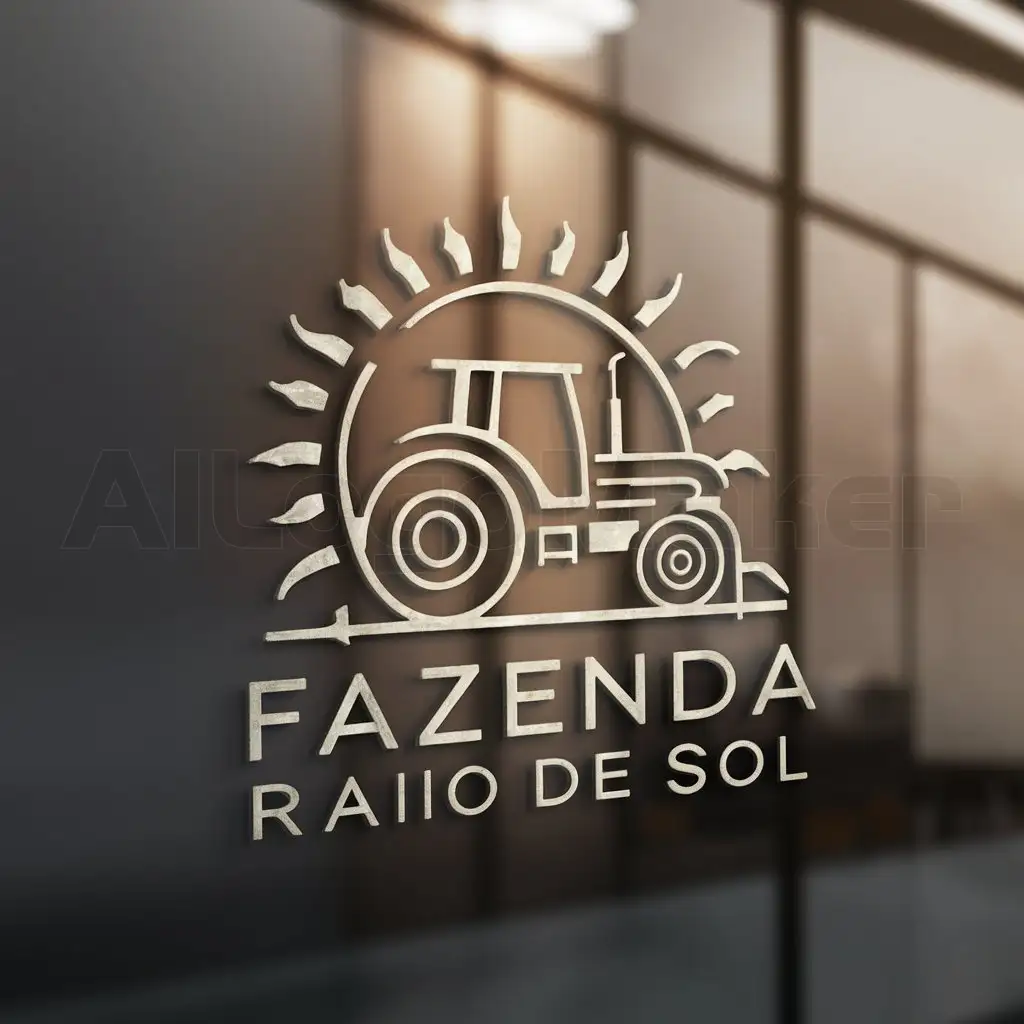 a logo design,with the text "Fazenda Raio de Sol", main symbol:trator,complex,be used in Others industry,clear background
