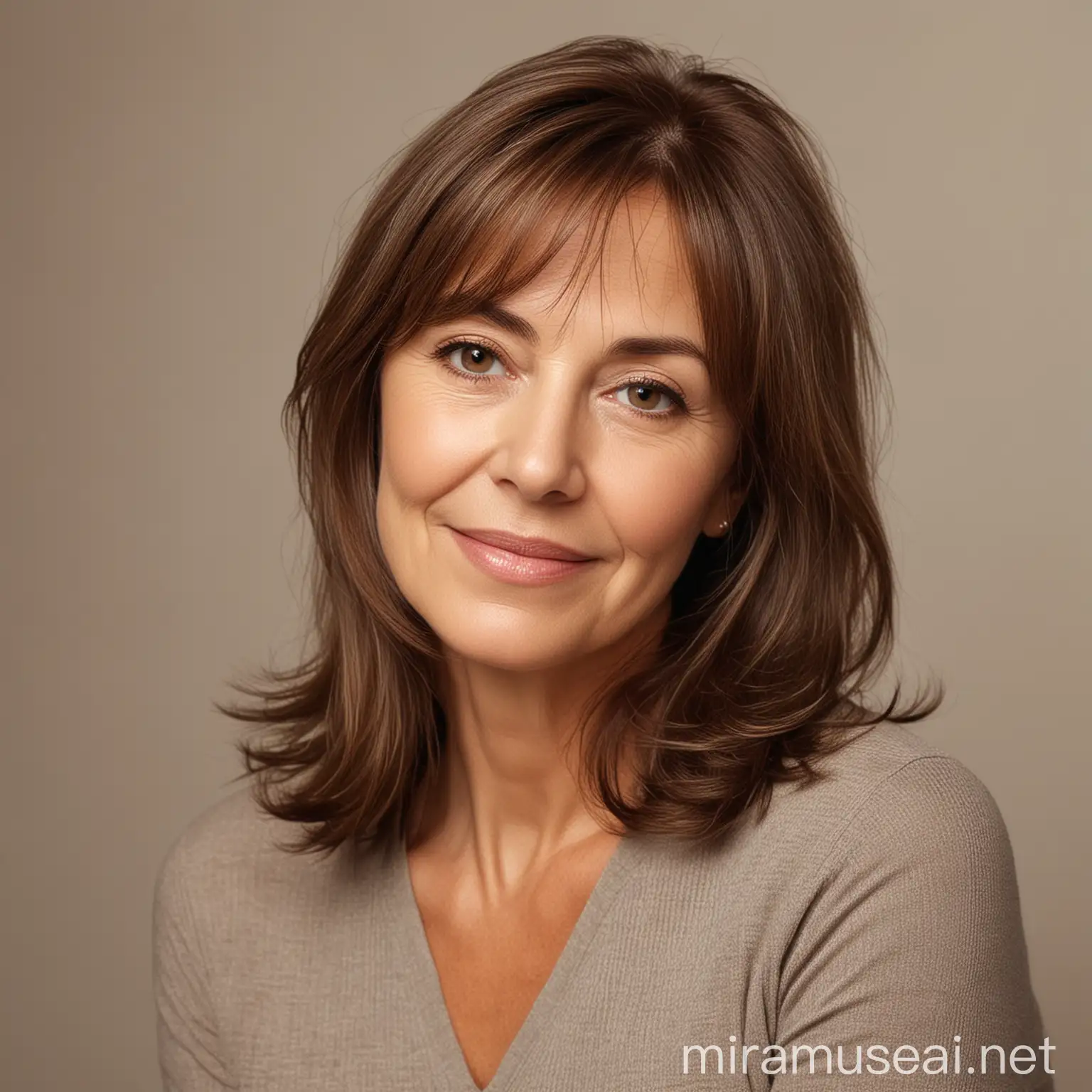 Mature Woman with Brown Hair Portrait of a 50YearOld Female
