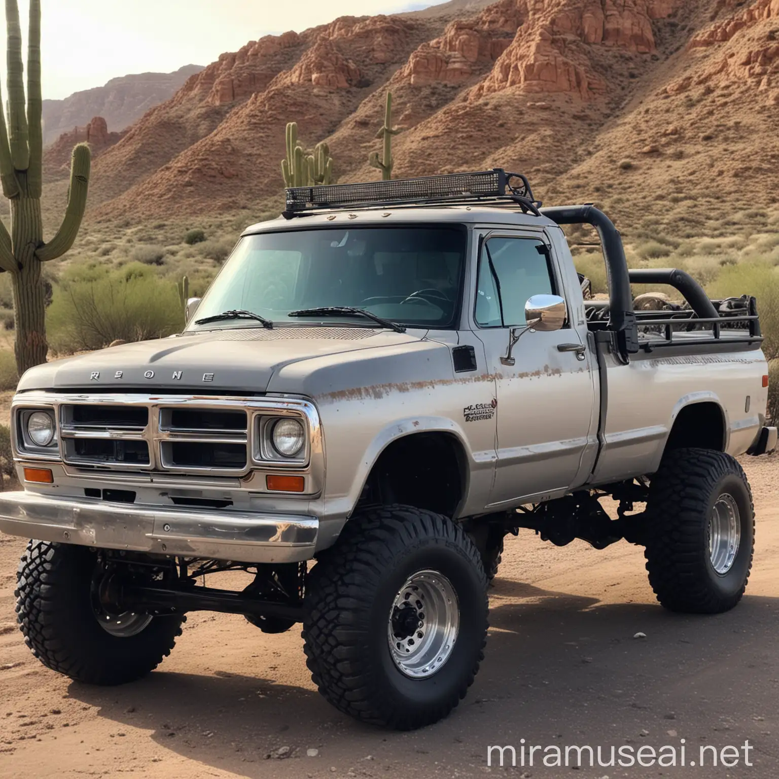 93 dodge extended cab w250 4x4 lifted big tires in arizona desert