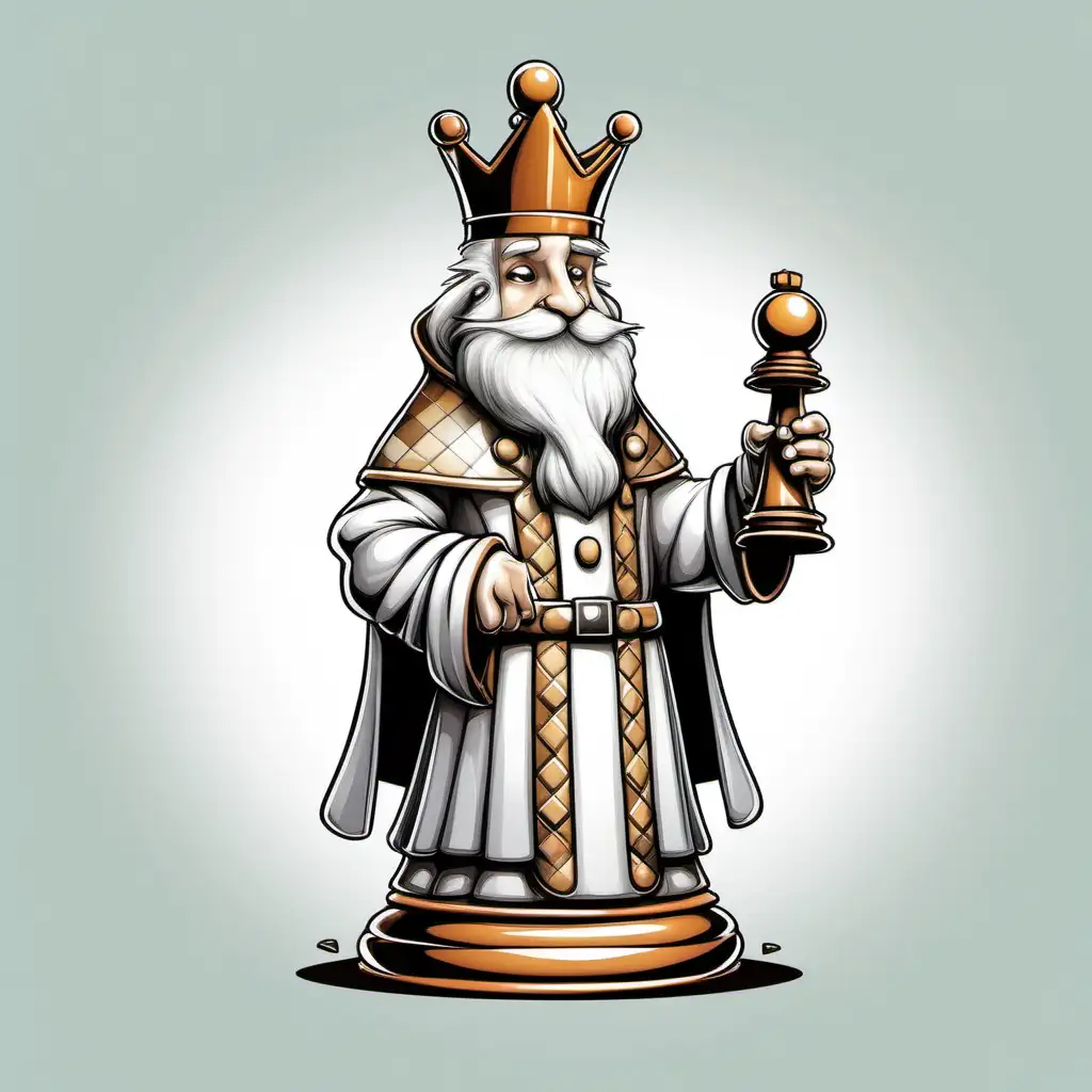 Adorable Cartoon Chess Bishop Character on White Background