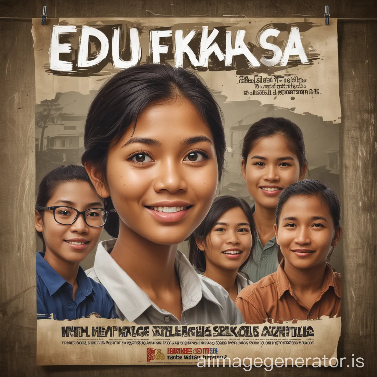 create a campaign poster for our program entitled EDUKHASA. The program aims to help the illiterate people of the barangay by educating them on the fundamentals of school and helping them to be prepared for the continuous upskilling through the program of Technical Education and Skills Development Authority (TESDA).