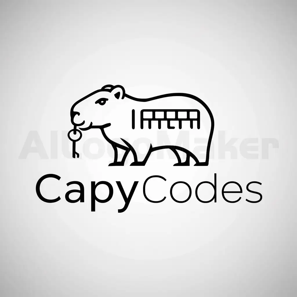 a logo design,with the text "CapyCodes", main symbol:A capybara with a key,Minimalistic,be used in Technology industry,clear background