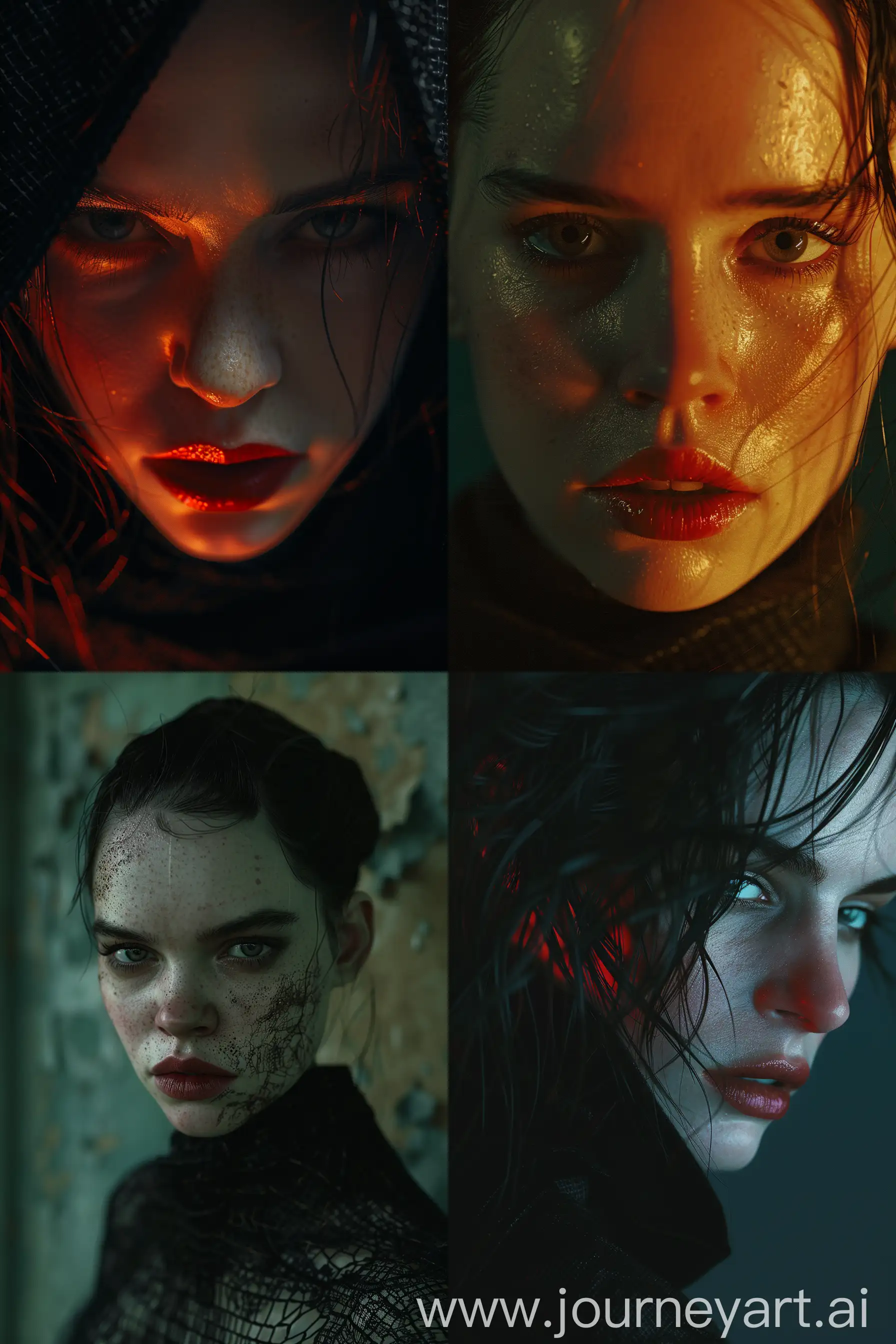 in style of Dario Argento, fashion portrait scenes of new movie of Underworld, Rey Skywalker with Daisy Ridley's face is Selene of Underworld movie, FX by Weta Digital, by Wêtà FX, Arriflex 35-III, CGI UHD 32k, centered, hyperrealistic, cinematic style, highly detailed 8k color cinematic production still, shot on 35mm film, cgsociety --ar 2:3 --v 6.0