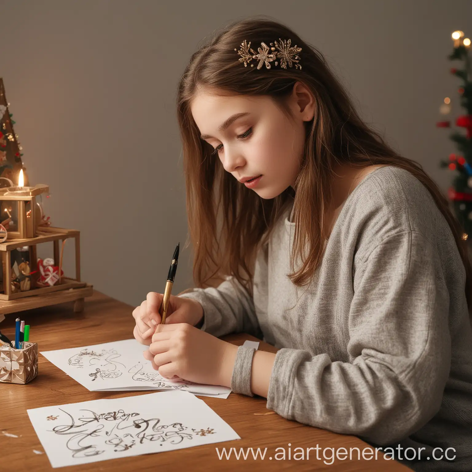 Girl-Drawing-New-Year-Card