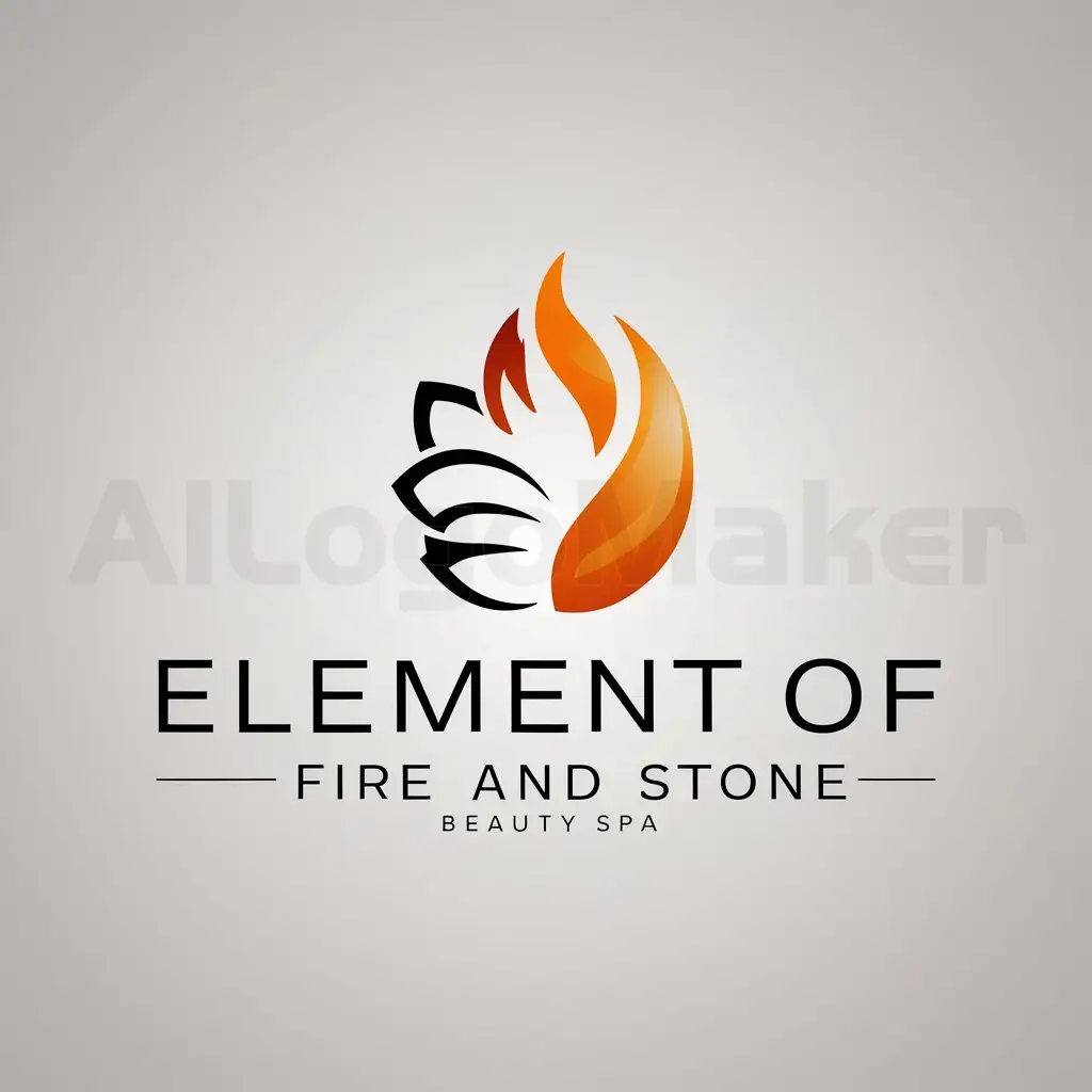 a logo design,with the text "Element of fire and stone", main symbol:Stone flower and fire,Minimalistic,be used in Beauty Spa industry,clear background