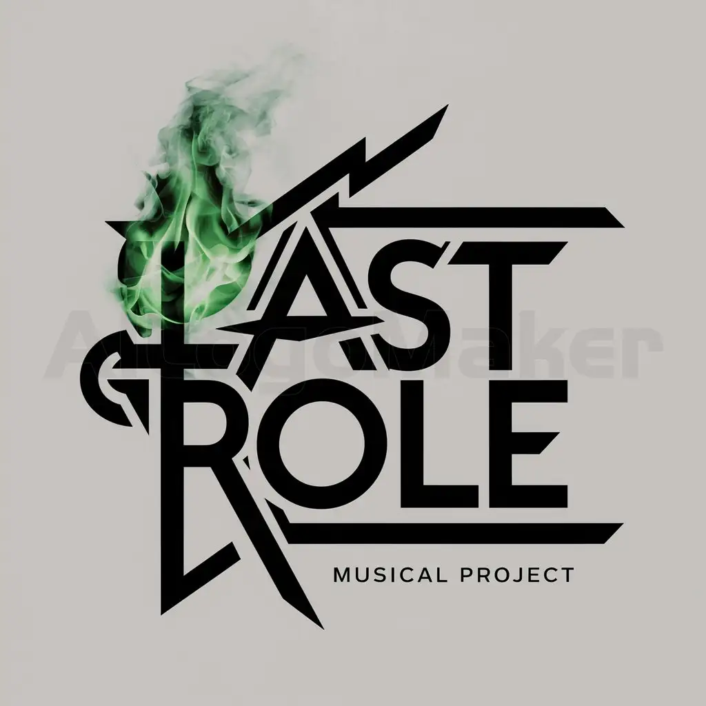 a logo design,with the text "Last Role", main symbol:Burning with a green flame piece of paper,complex,be used in Musical project industry,clear background