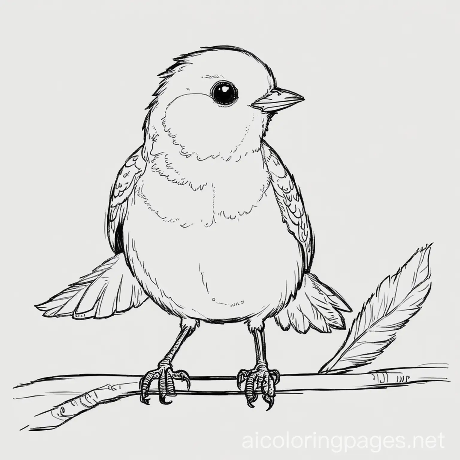 young bird, Coloring Page, black and white, line art, white background, Simplicity, Ample White Space. The background of the coloring page is plain white to make it easy for young children to color within the lines. The outlines of all the subjects are easy to distinguish, making it simple for kids to color without too much difficulty, Coloring Page, black and white, line art, white background, Simplicity, Ample White Space. The background of the coloring page is plain white to make it easy for young children to color within the lines. The outlines of all the subjects are easy to distinguish, making it simple for kids to color without too much difficulty