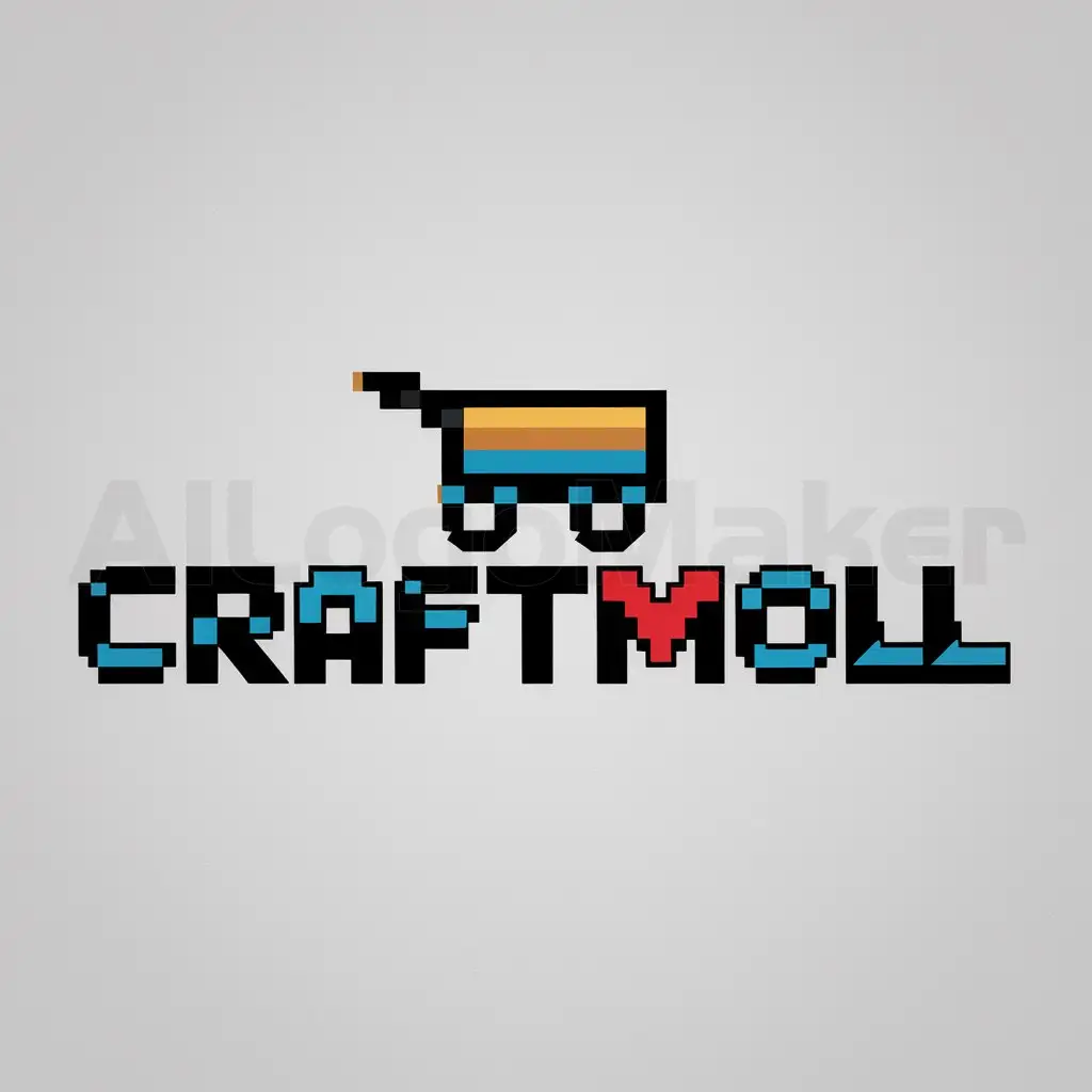 a logo design,with the text "CraftMoll", main symbol:logo for a skin store for the game minecraft in pixel style,Moderate,clear background