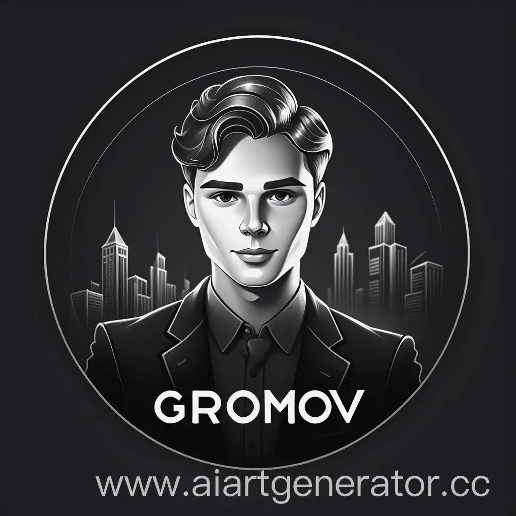 Successful-Young-Wealthy-Guy-Logo-Gromov-in-Sophisticated-Black-Tones