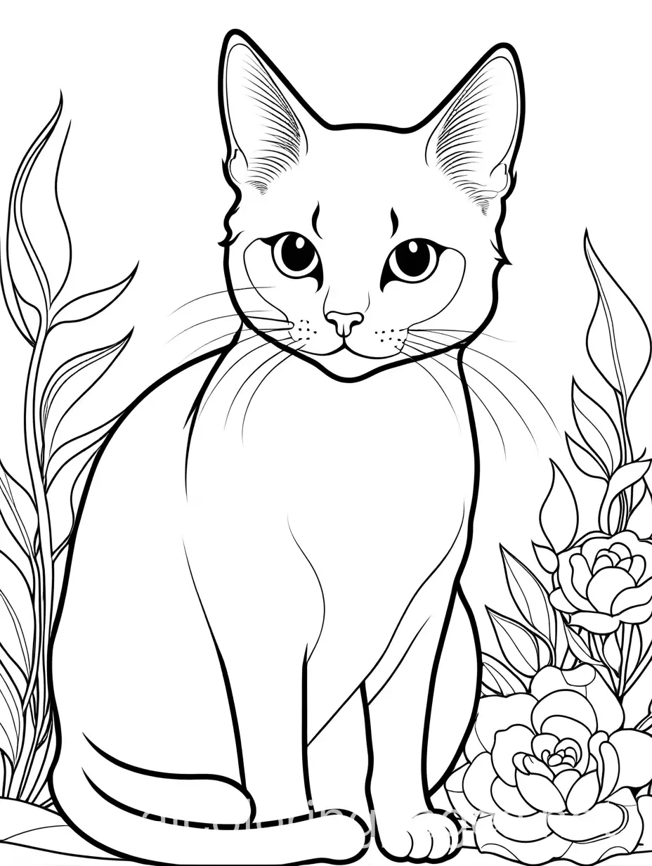 Simple-Black-and-White-Cat-Coloring-Page-on-White-Background