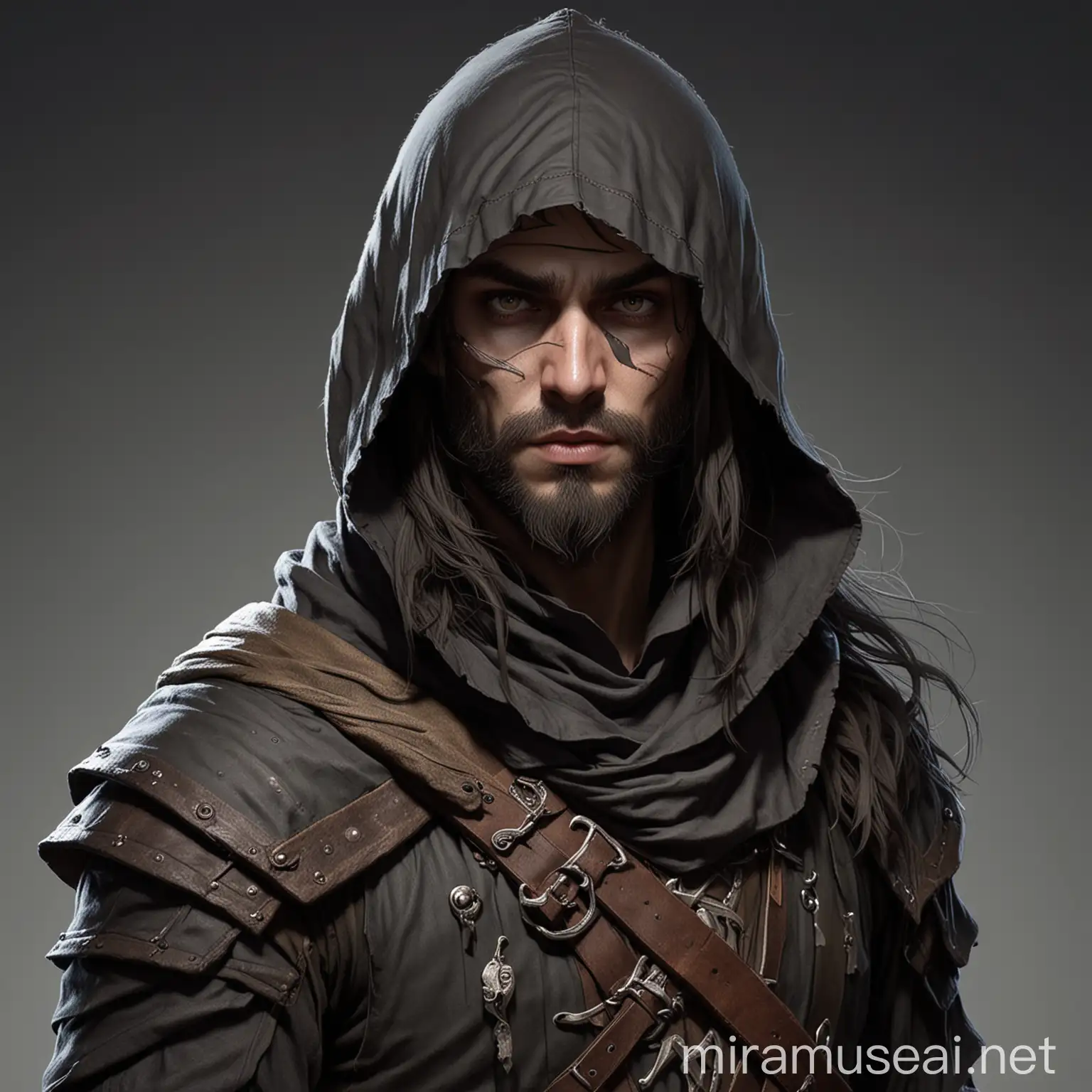 HalfElf Rogue Assassin with Hood and Face Mask