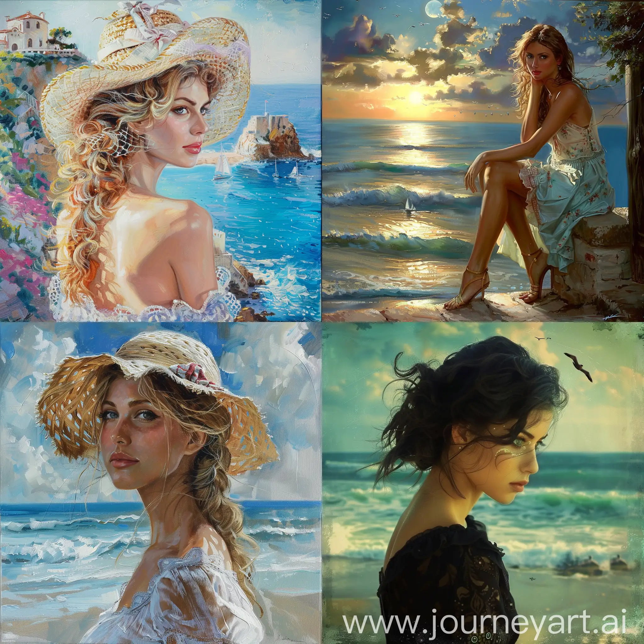 Beautiful-Woman-Enjoying-Seaside-Serenity