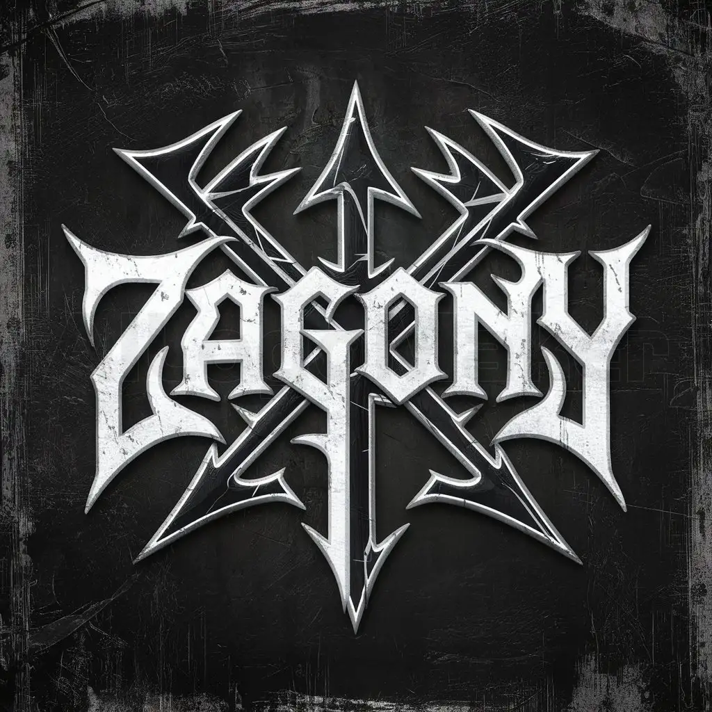LOGO-Design-For-Zagony-Intricate-Black-Metal-Logo-on-White-with-Dark-Grunge-Background