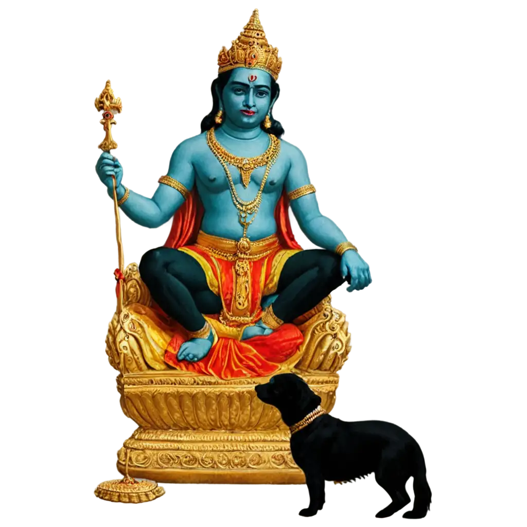 kalabhairava god with black dog sitting near his leg