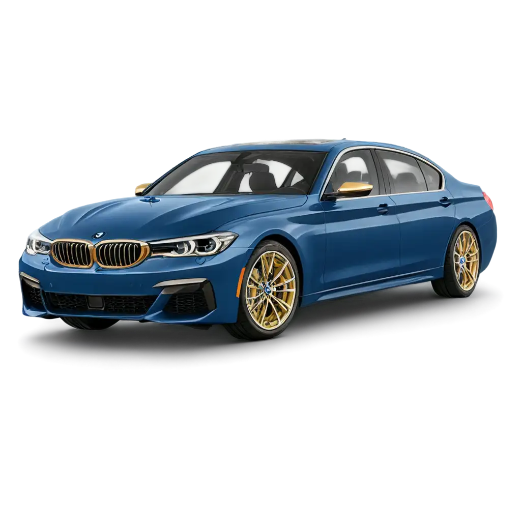 a blue and gold Bmw