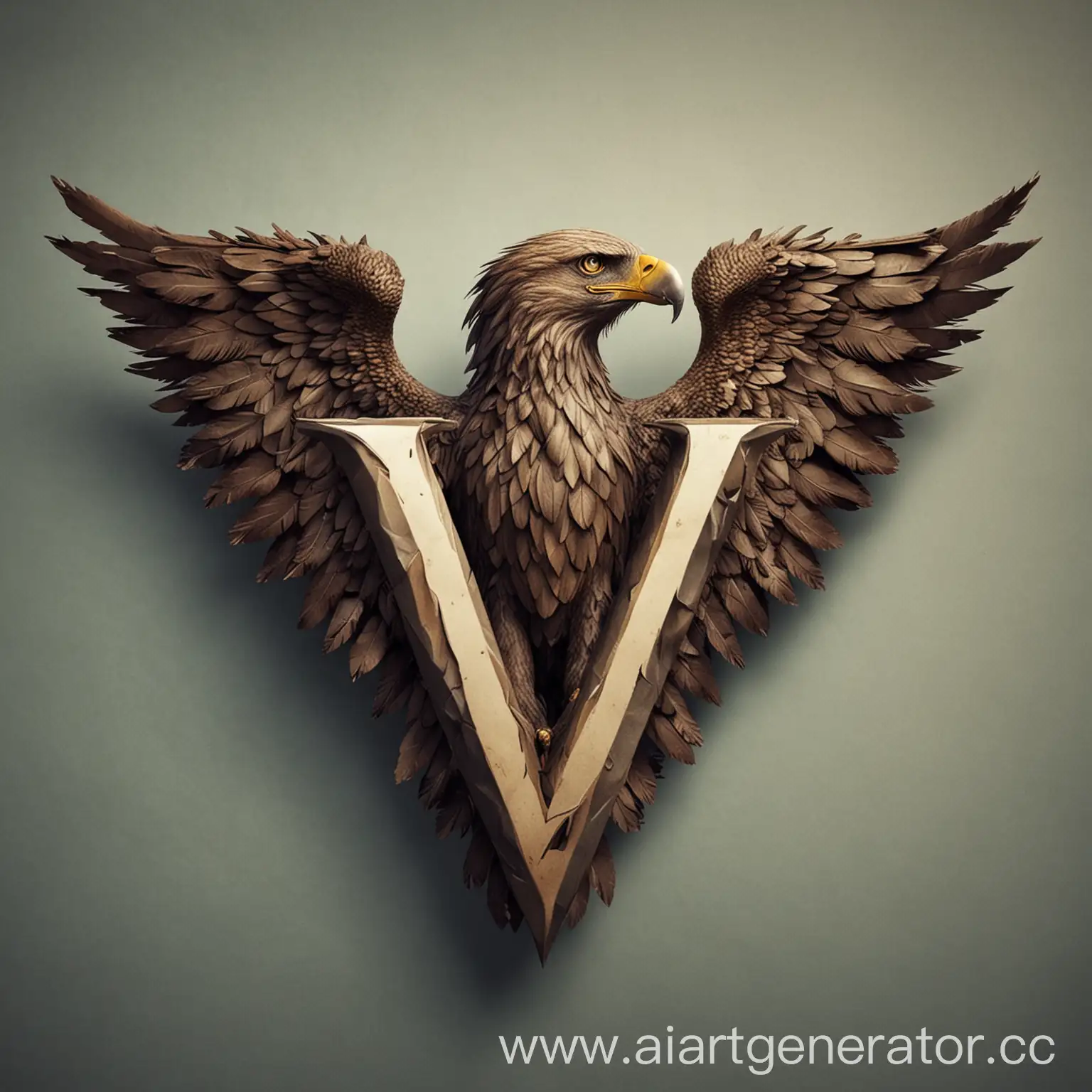 Majestic-Eagle-Forming-the-Letter-V-Avian-Calligraphy-Artwork