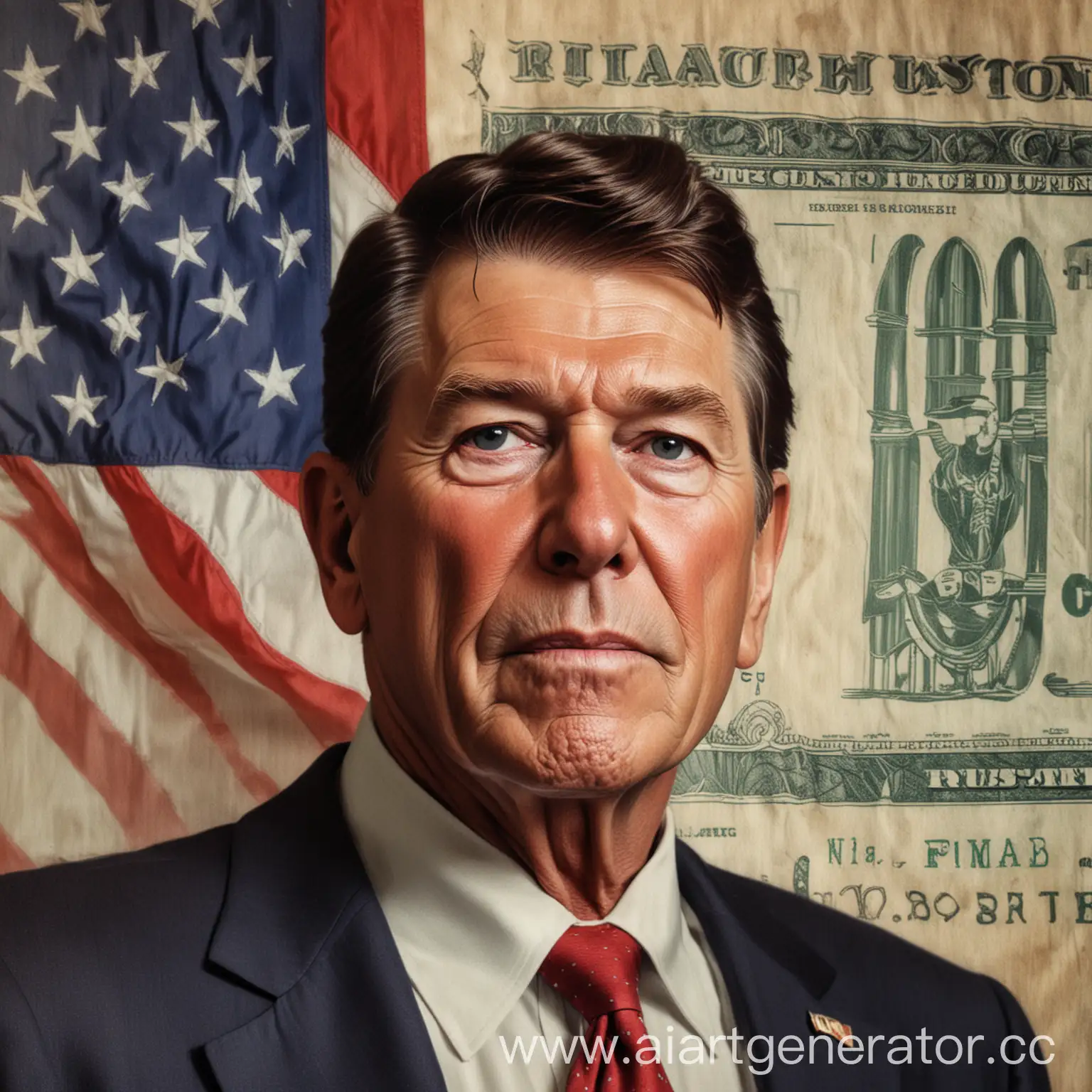 American-Flag-and-Reaganomics-Fiscal-Policy-and-Budget-Deficit