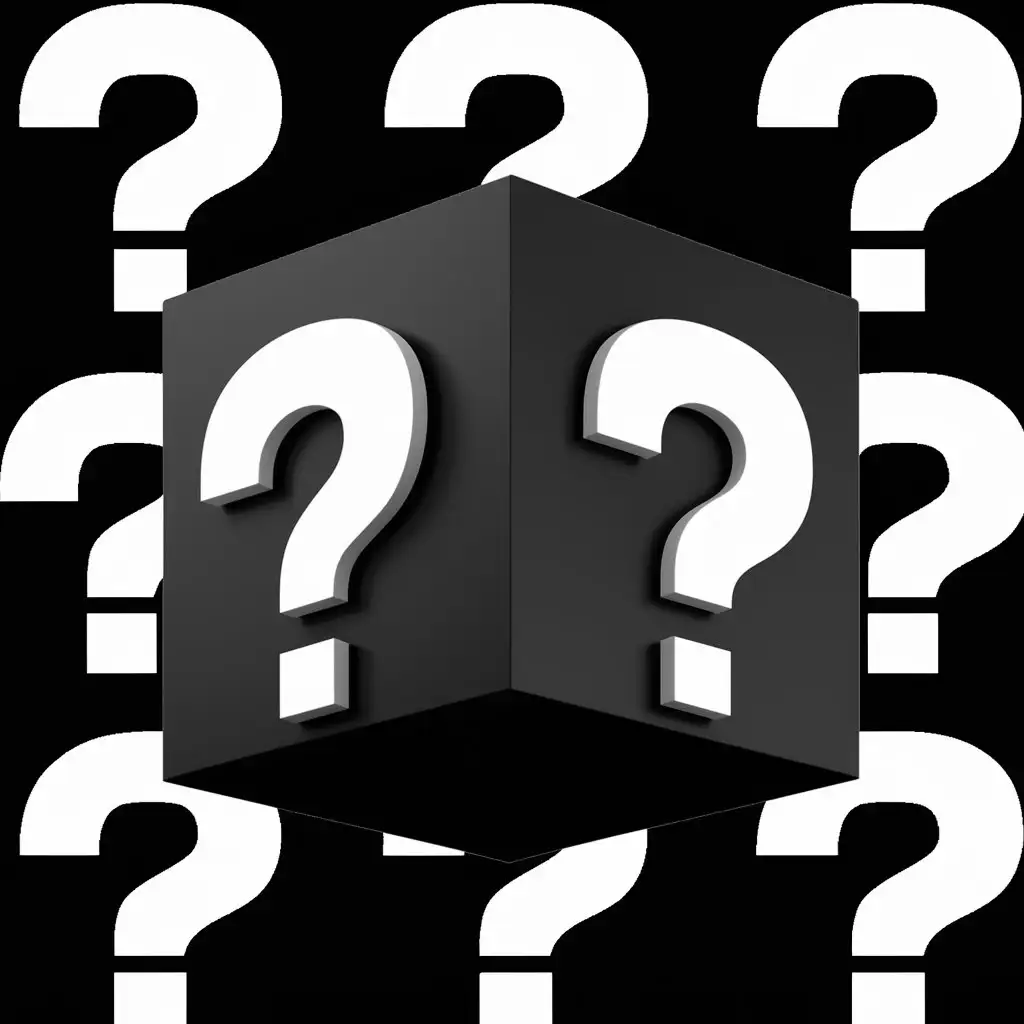 Mysterious-Black-3D-Cube-with-Question-Marks
