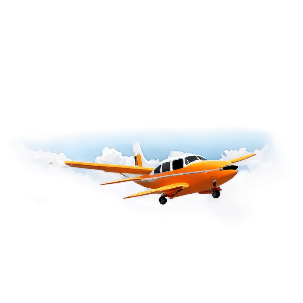HighQuality-PNG-Vibrant-Orange-Plane-in-Azure-Sky-with-Dancing-Clouds