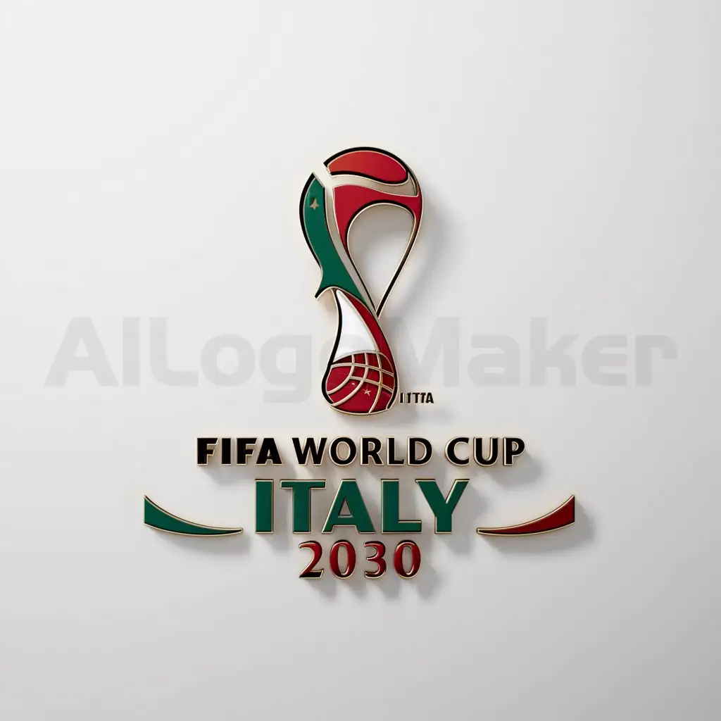 LOGO-Design-for-Fifa-World-Cup-Italy-2030-Minimalistic-Football-Emblem-in-Italy-Flag-Colors