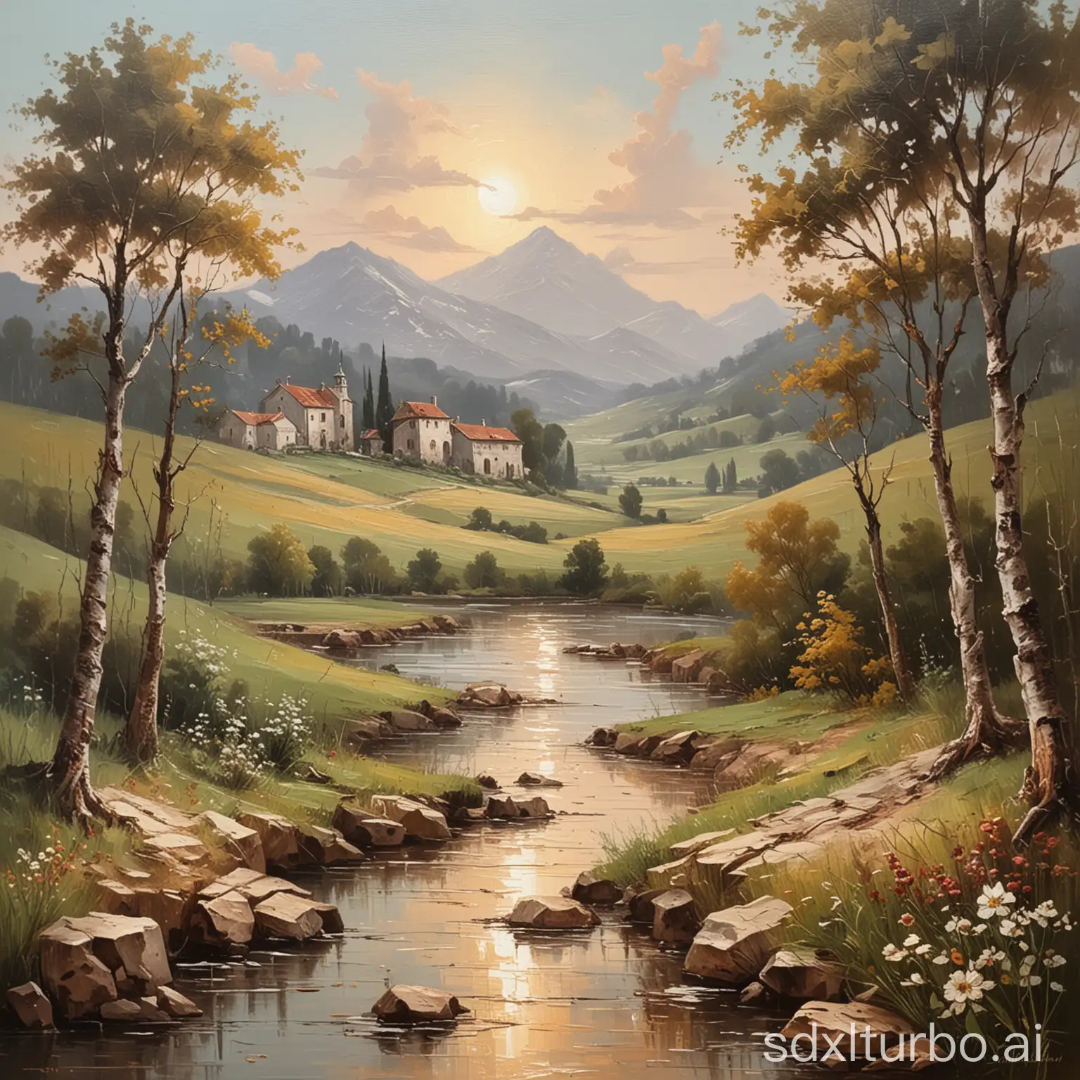 Baroque-Landscape-Painting-with-Vintage-Palette-Knife-Technique