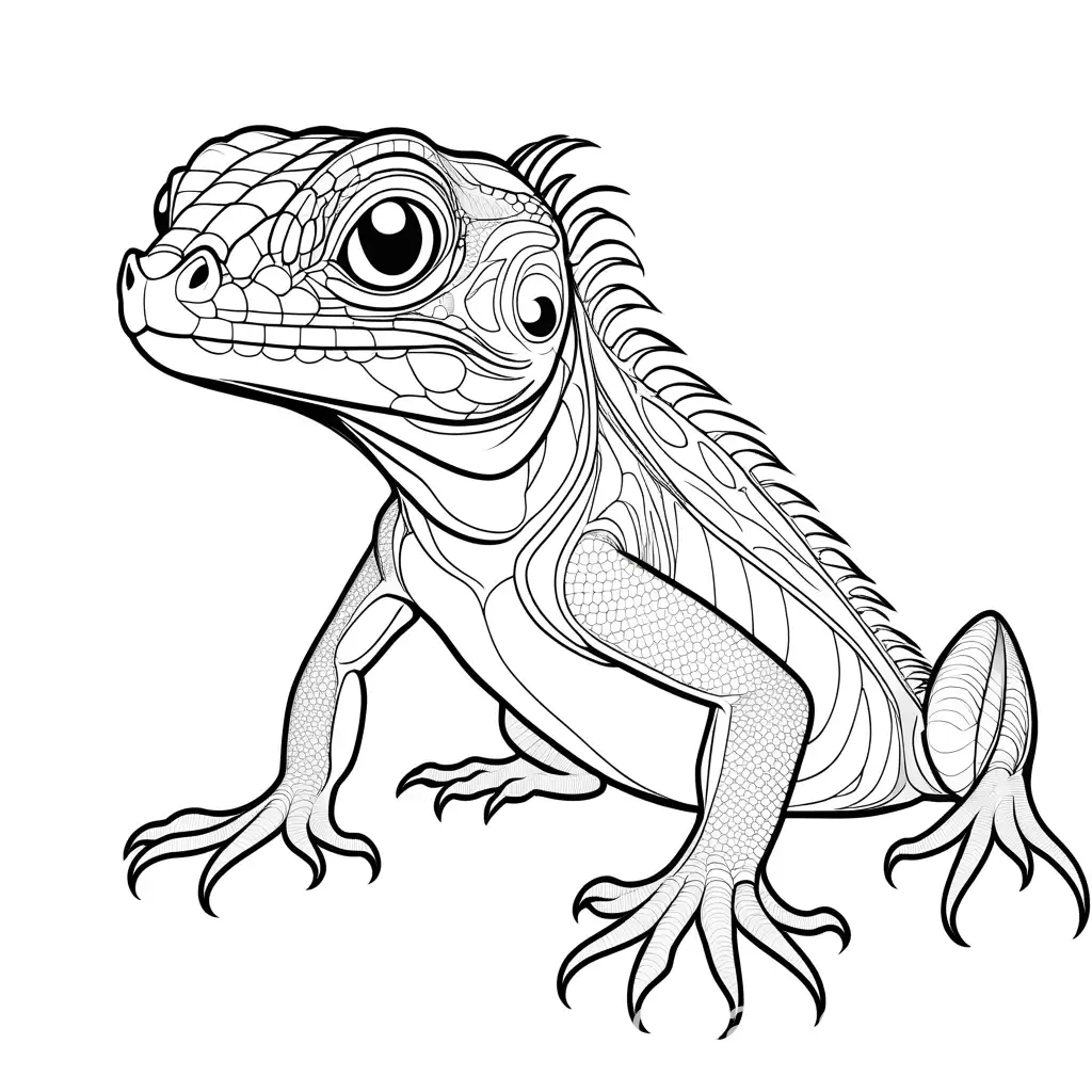 Adorable-BigEyed-Baby-Iguana-Coloring-Page-Simple-Line-Art-on-White-Background