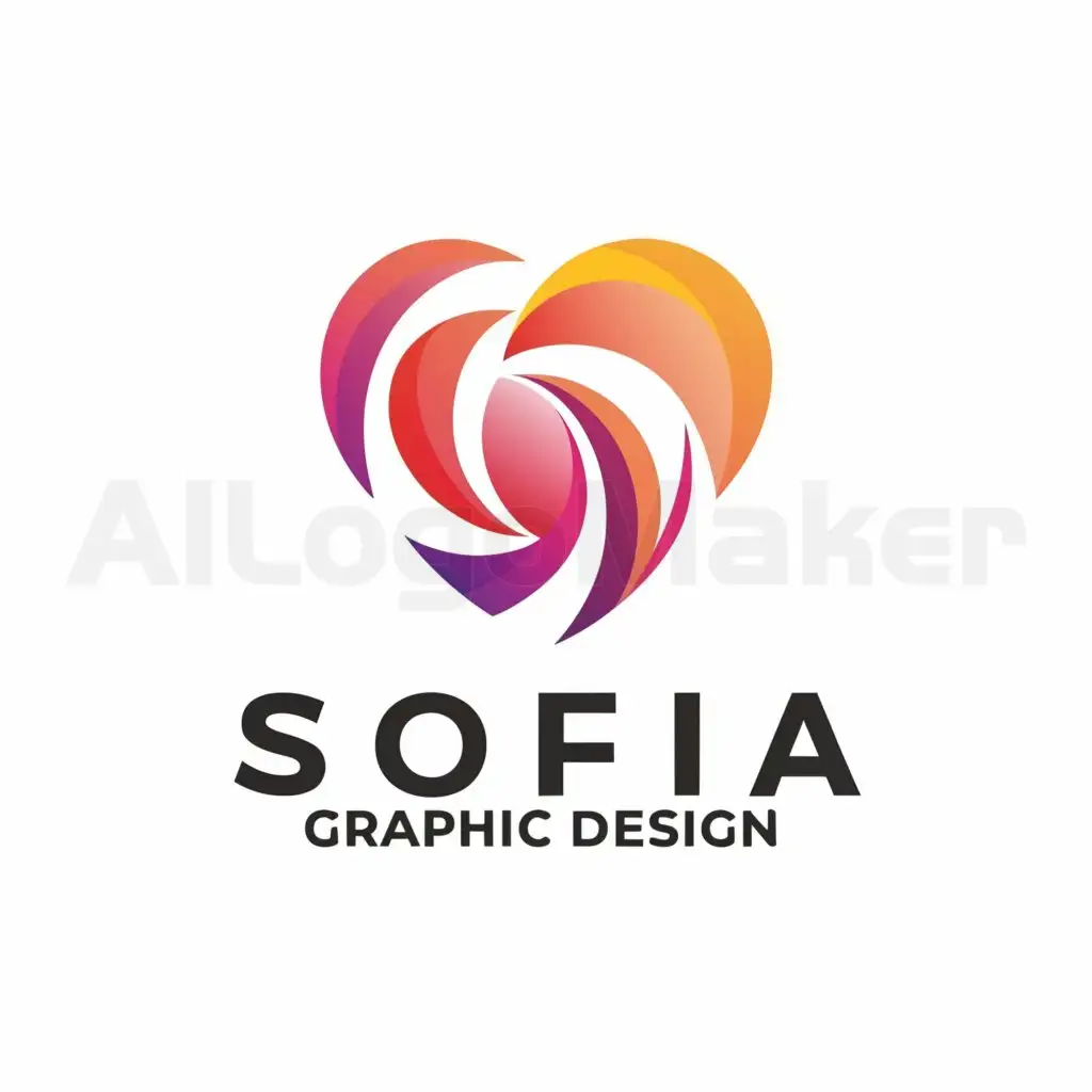 a logo design,with the text "Sofia Graphic design", main symbol:Heart,Moderate,be used in Internet industry,clear background