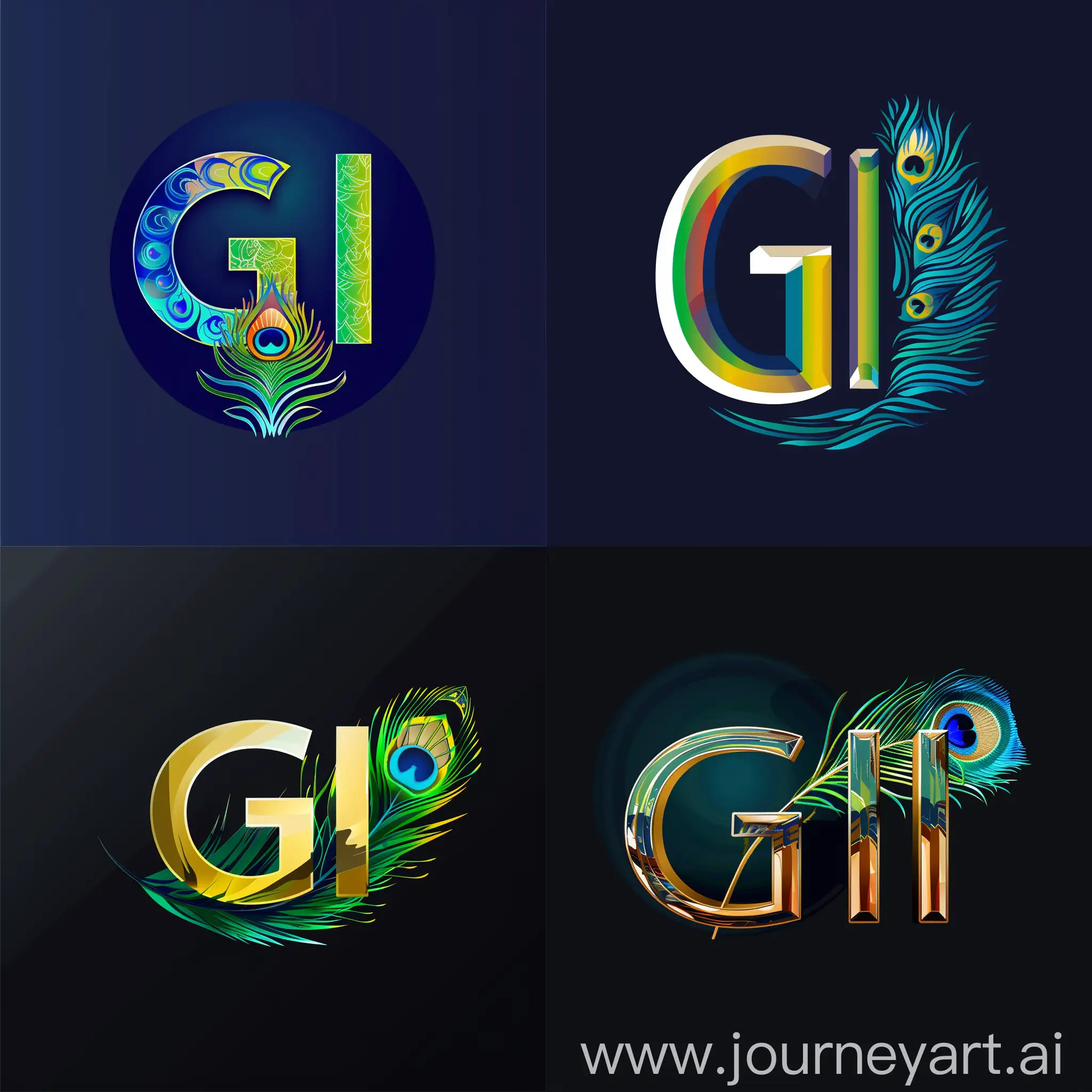 Elegant-IT-Company-Logo-with-GI-Letters-and-Peacock-Feather