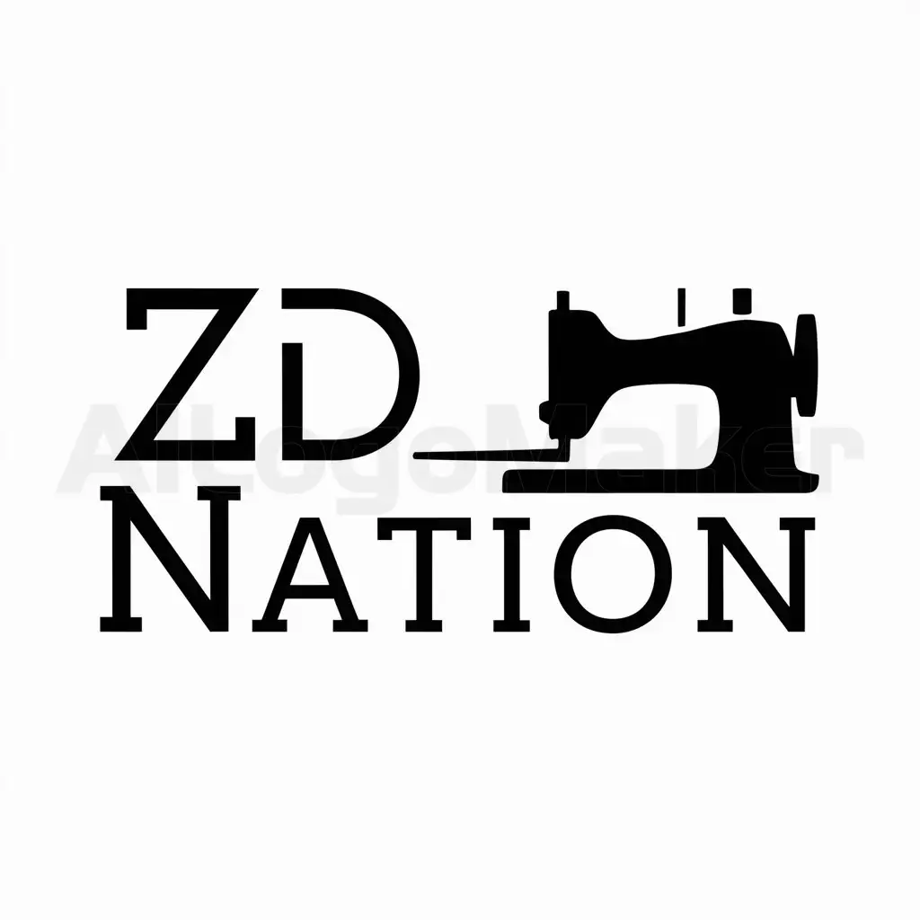a logo design,with the text "ZD Nation", main symbol:Sewing machine,Moderate,be used in Others industry,clear background