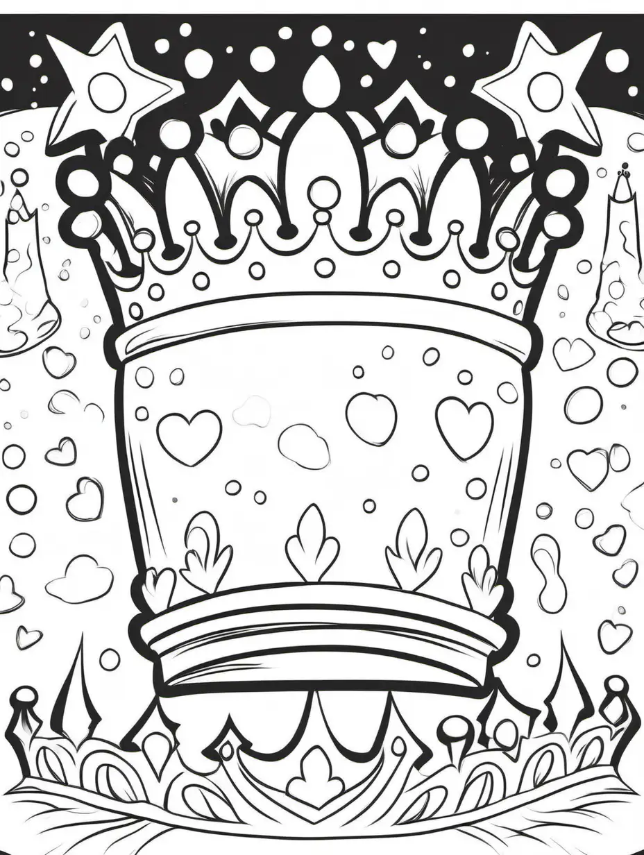 Bright and Playful Crown Illustration for Childrens Coloring Book