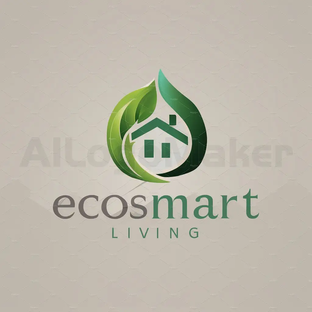 a logo design,with the text "EcoSmart Living", main symbol:A green leaf intertwined with a smart home icon, representing the fusion of nature and technology,Moderate,clear background