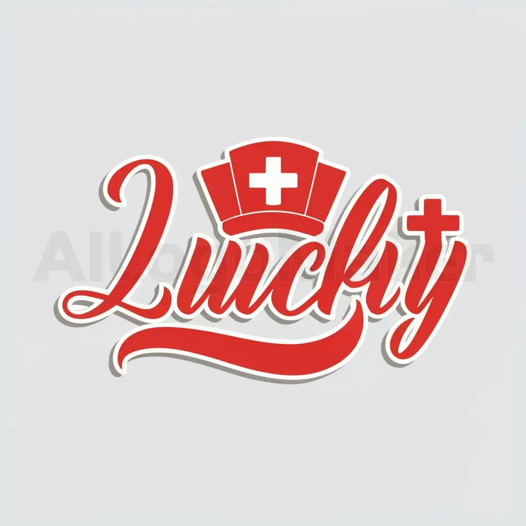 a logo design,with the text "Lucky", main symbol:Nurse cap, Red Cross, Angel,complex,be used in Medical Dental industry,clear background