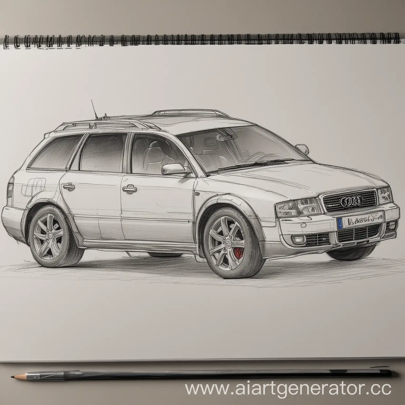 Vintage-AUDI-A6-Allroad-2002-BiTurbo-27-Sketch-with-Hood-Turbines