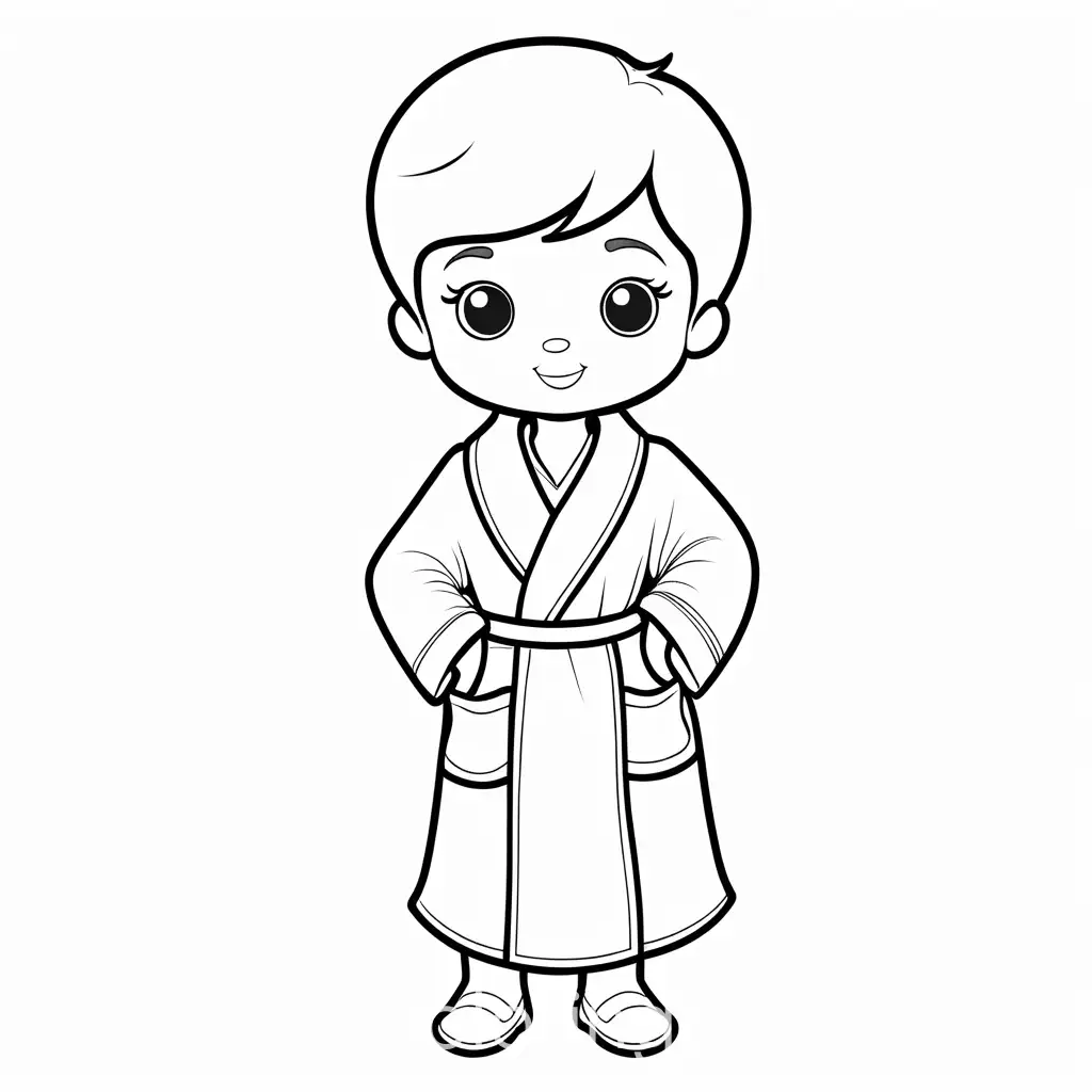 KIDS COLORING SHEET kid wearing bath robe


, Coloring Page, black and white, line art, white background, Simplicity, Ample White Space. The background of the coloring page is plain white to make it easy for young children to color within the lines. The outlines of all the subjects are easy to distinguish, making it simple for kids to color without too much difficulty