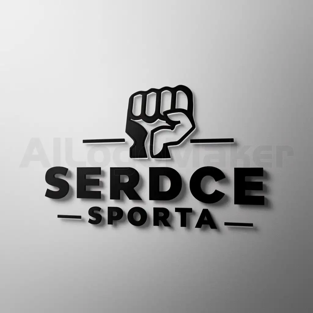 a logo design,with the text "Serdce sporta", main symbol:Рука накаченная,Moderate,be used in Sports Fitness industry,clear background