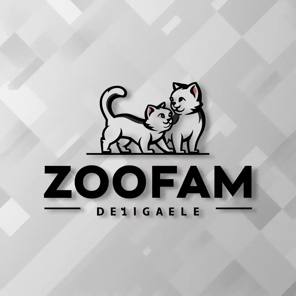 a logo design,with the text "ZooFam", main symbol:cats,Moderate,be used in Animals Pets industry,clear background