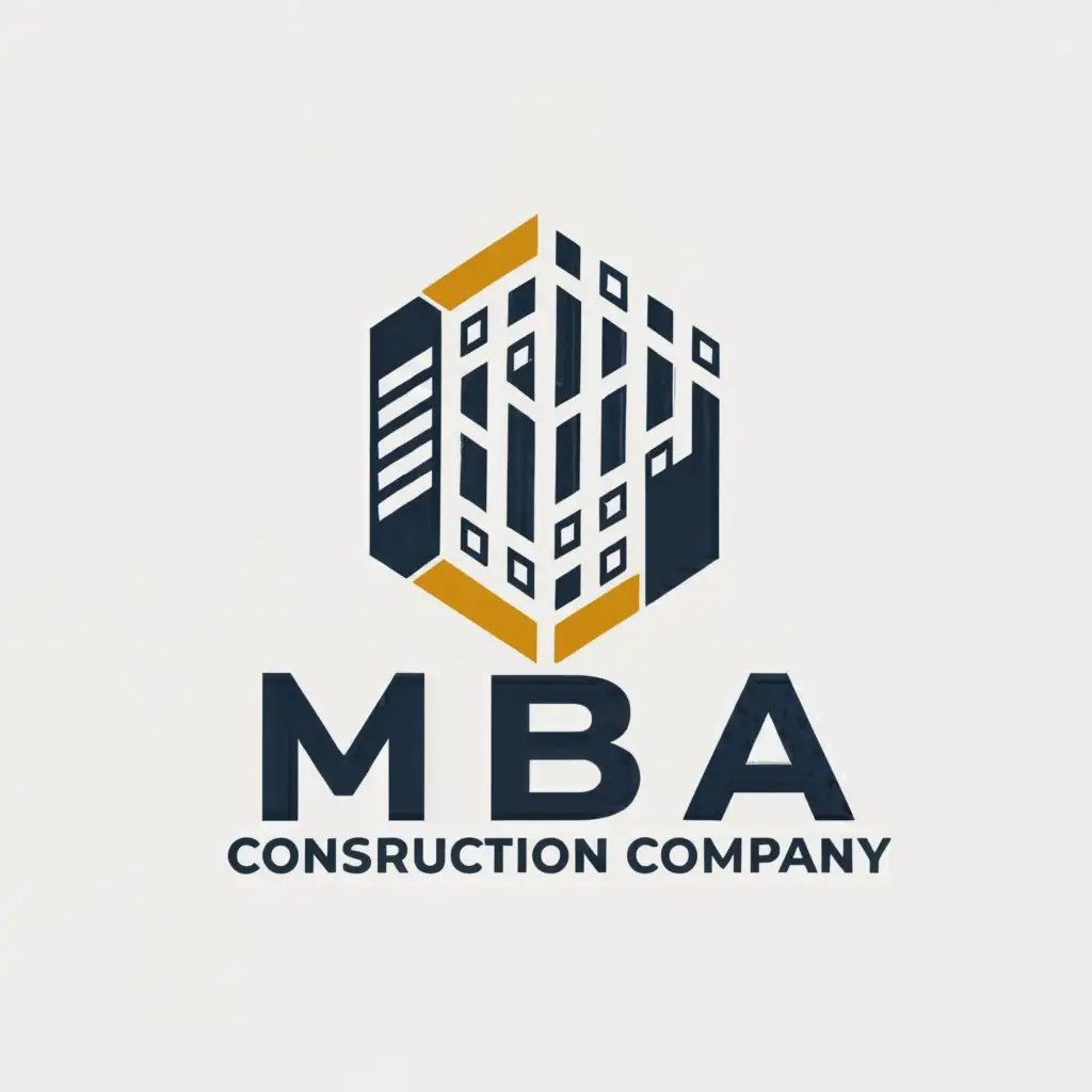 a logo design,with the text "MBA CONSTRUCTION COMPANY", main symbol:House and building,complex,clear background